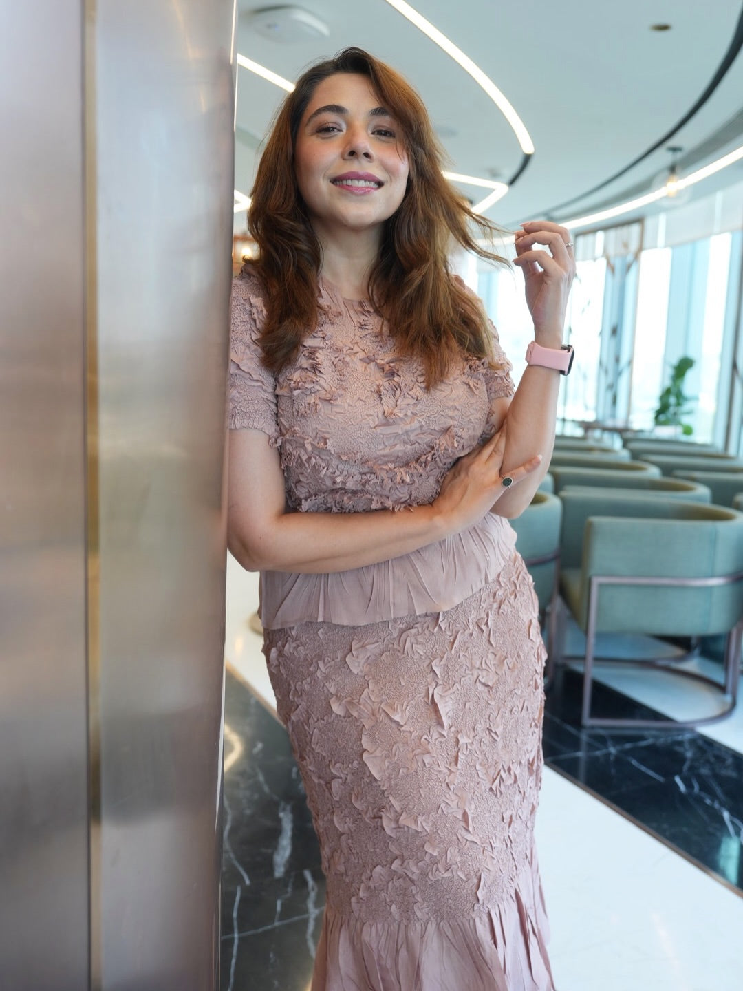MAANVI GAGRO IN NUDE ASTER SKIRT SET