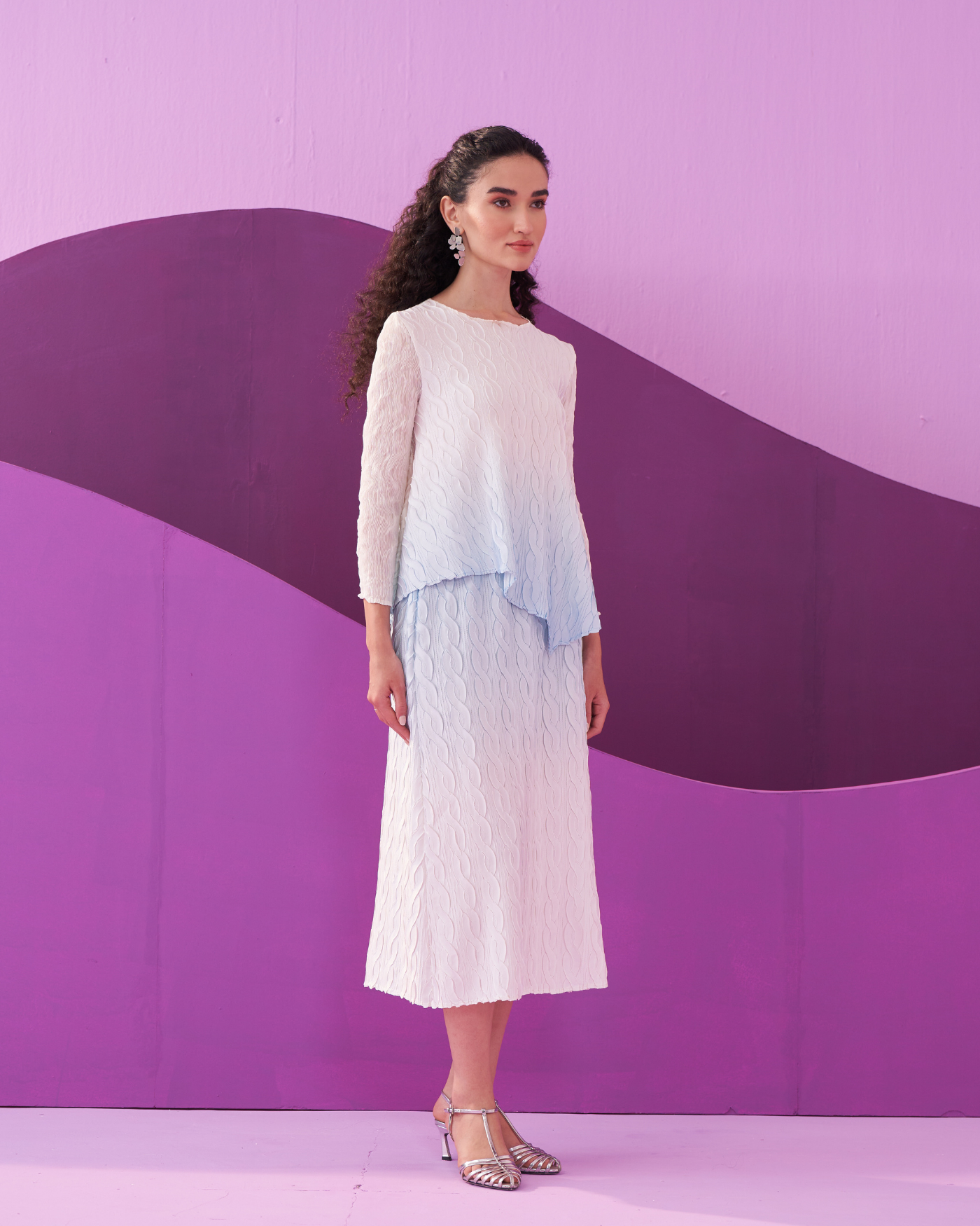 BLUE CLAREY SKIRT SET