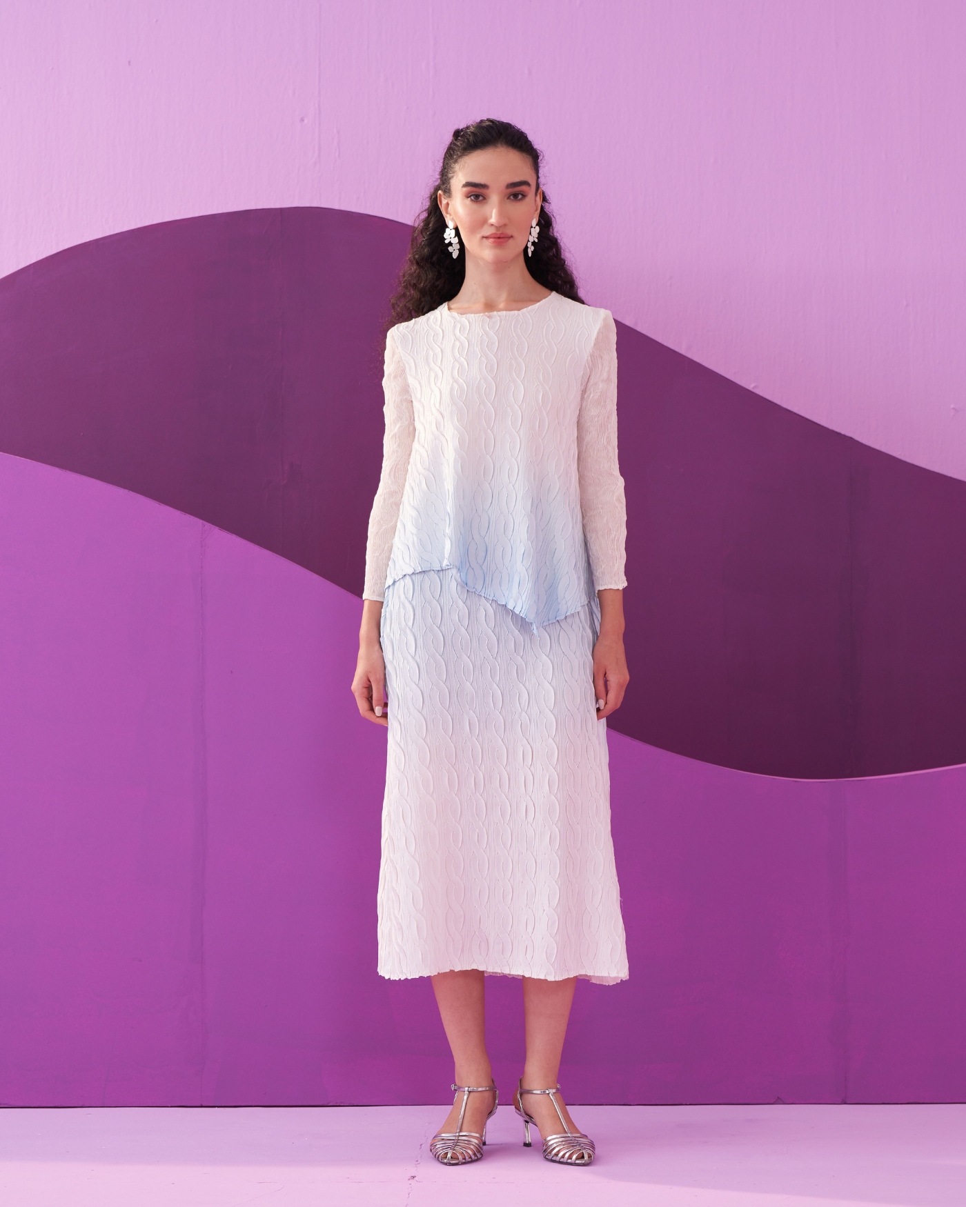 BLUE CLAREY SKIRT SET