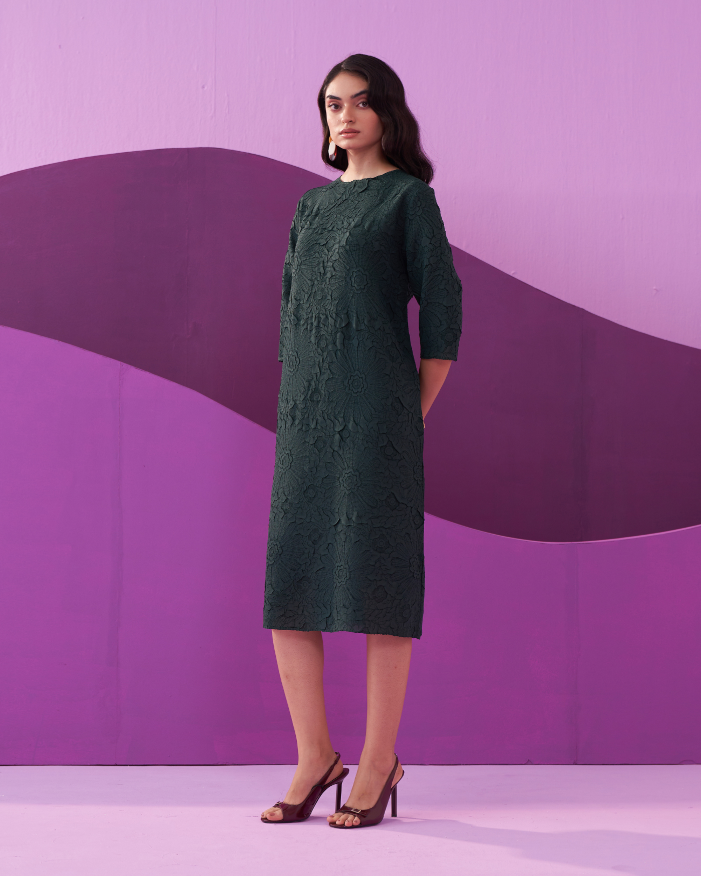 BOTTLE GREEN CAMPANIA DRESS