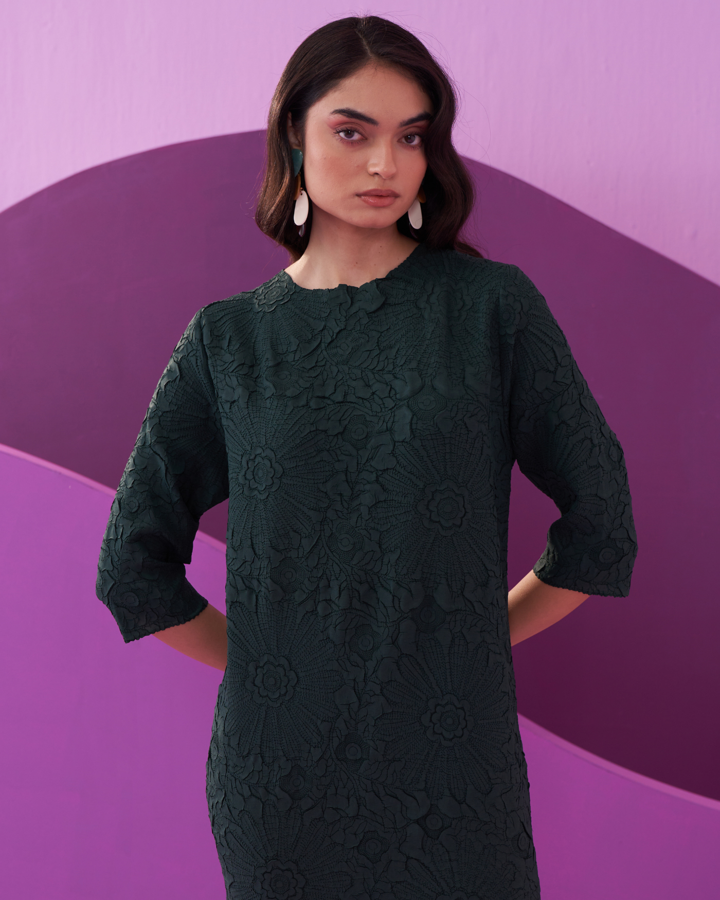 BOTTLE GREEN CAMPANIA DRESS