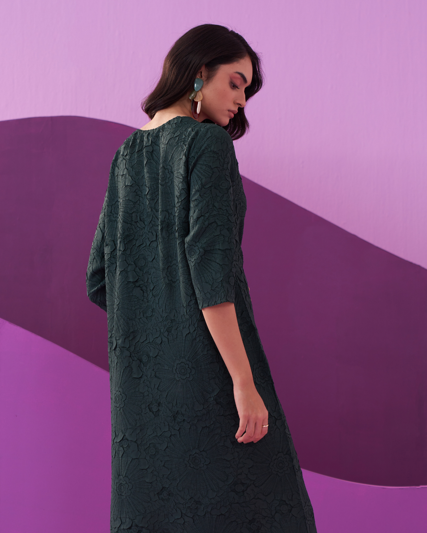 BOTTLE GREEN CAMPANIA DRESS