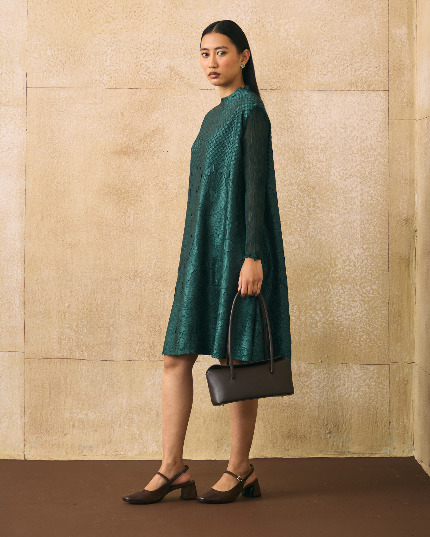 BOTTLE GREEN VIRTUE DRESS