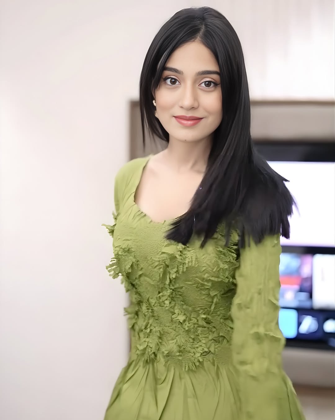 AMRITA RAO IN LIME GREEN YVES SET