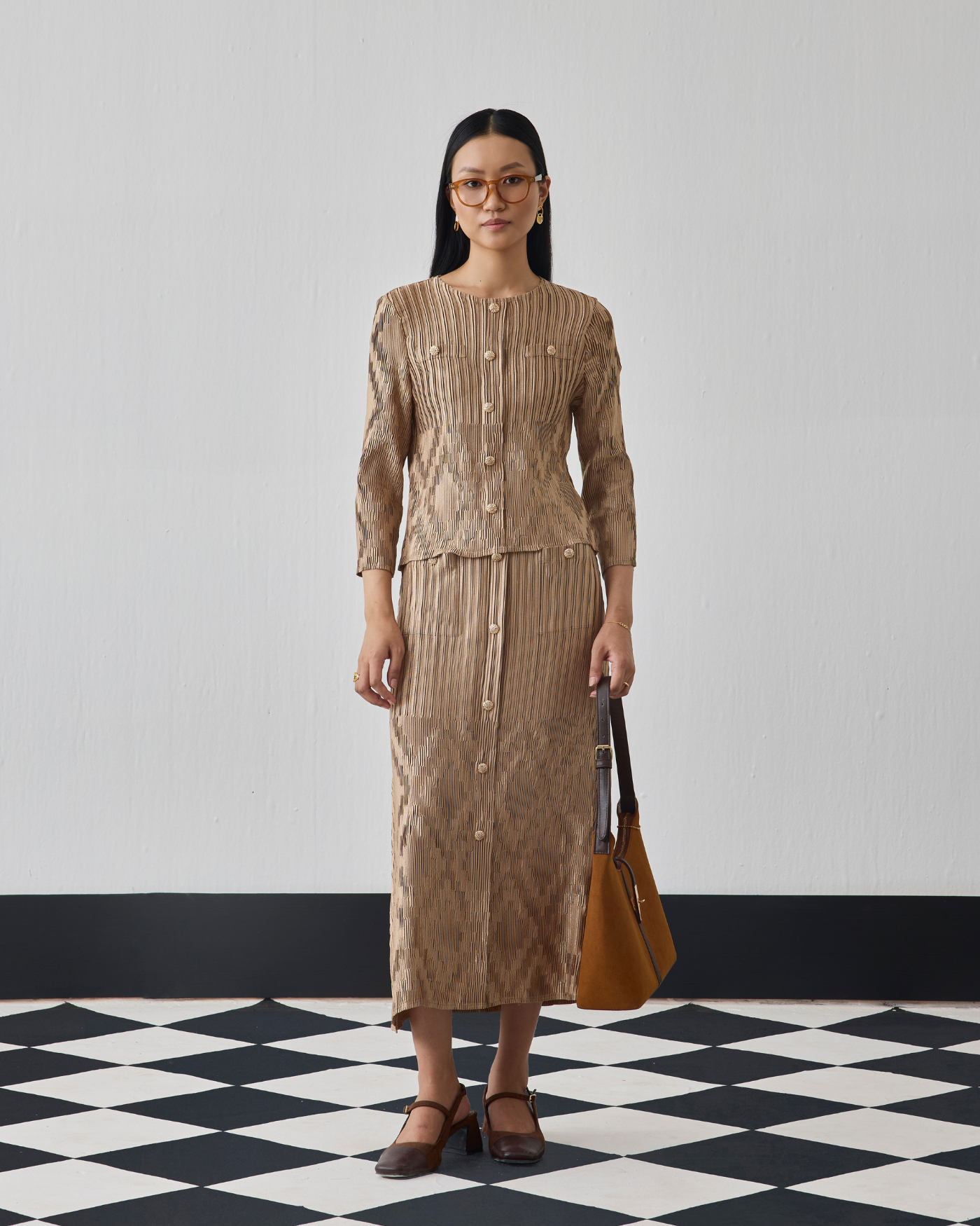 BEIGE AMBERY SKIRT SET