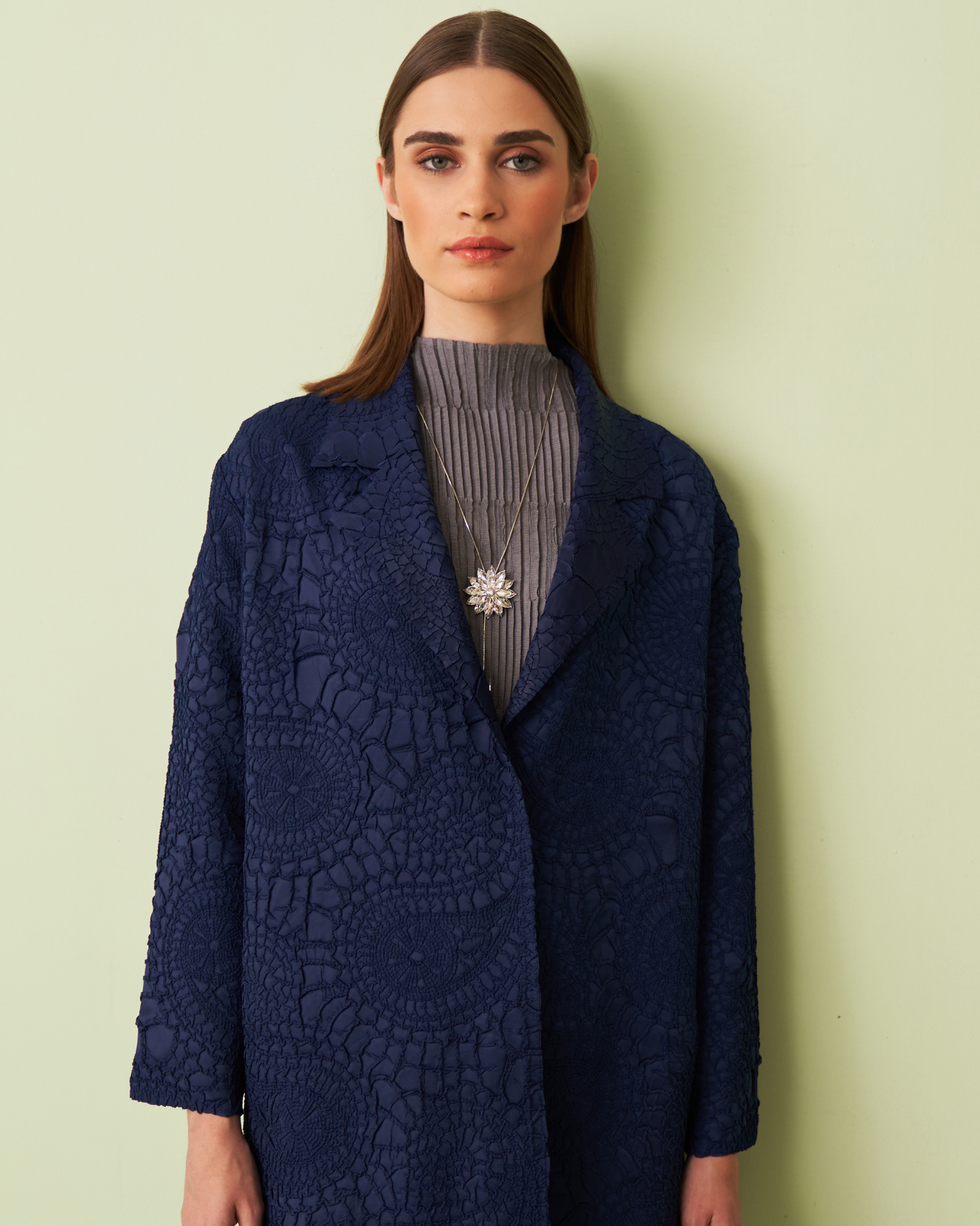 BLUE NANCY TEXTURED TRENCHCOAT