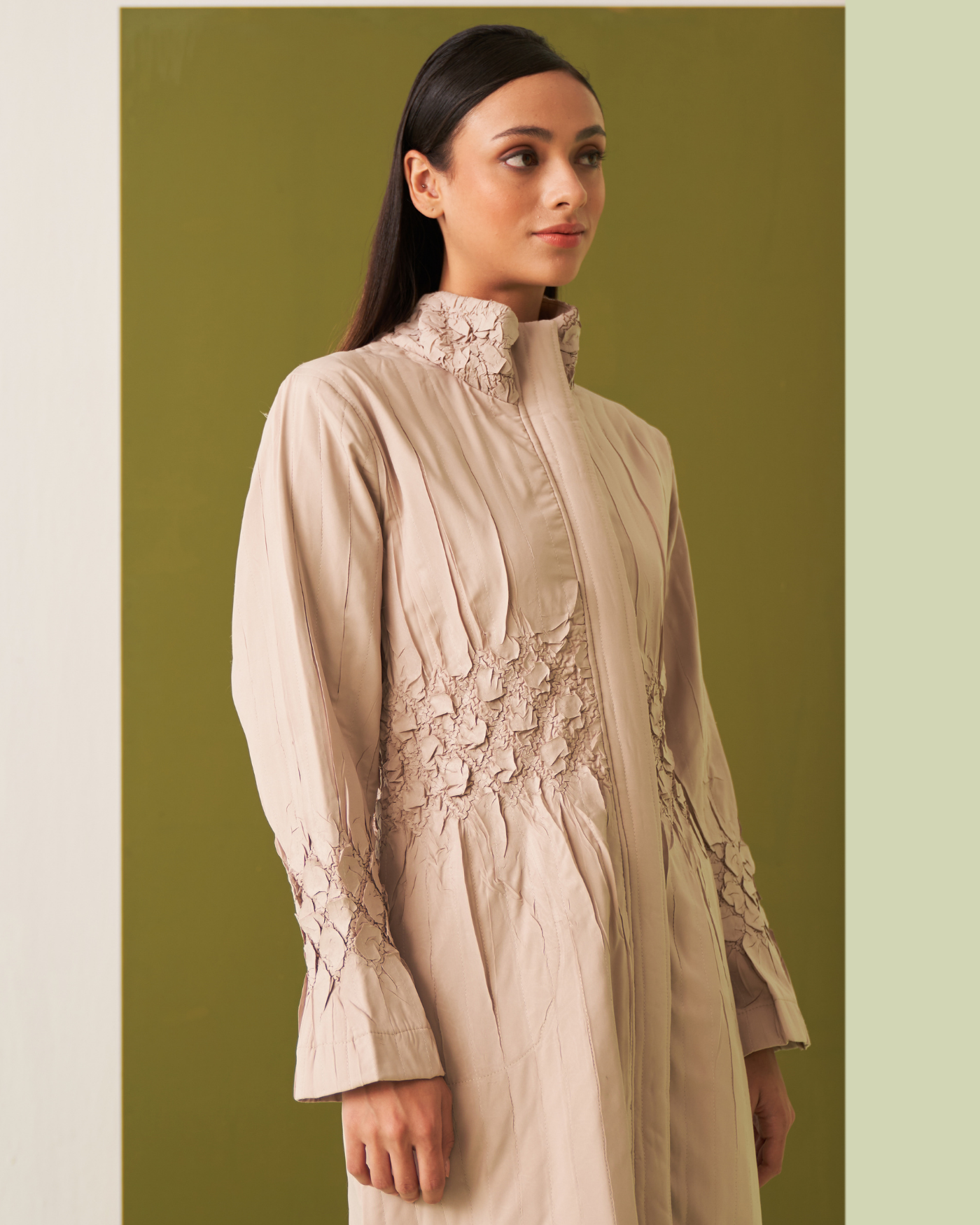 BEIGE NIME TRENCH DRESS