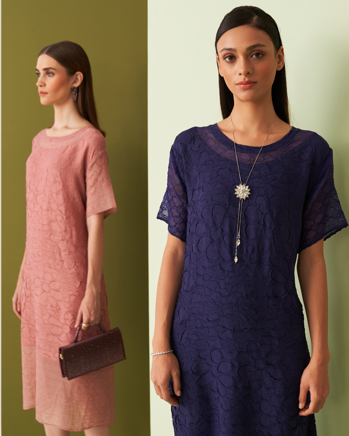 PURPLE TEXTURED LACE DRESS