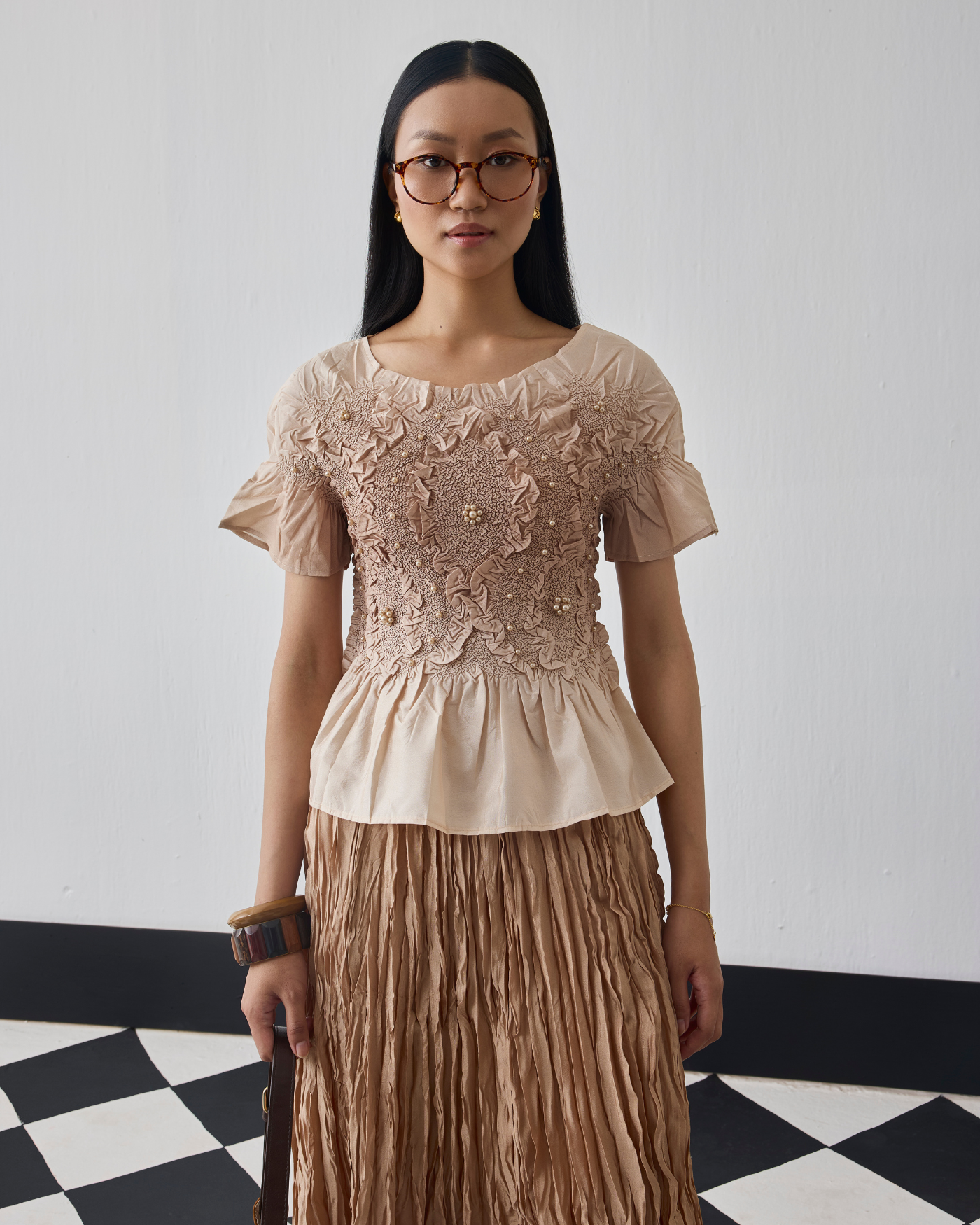 BROWN CHER SKIRT SET
