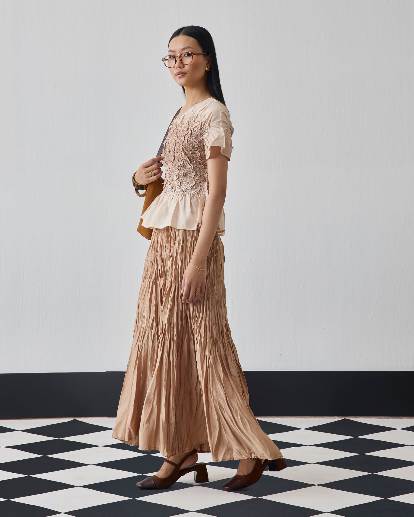 BROWN CHER SKIRT SET