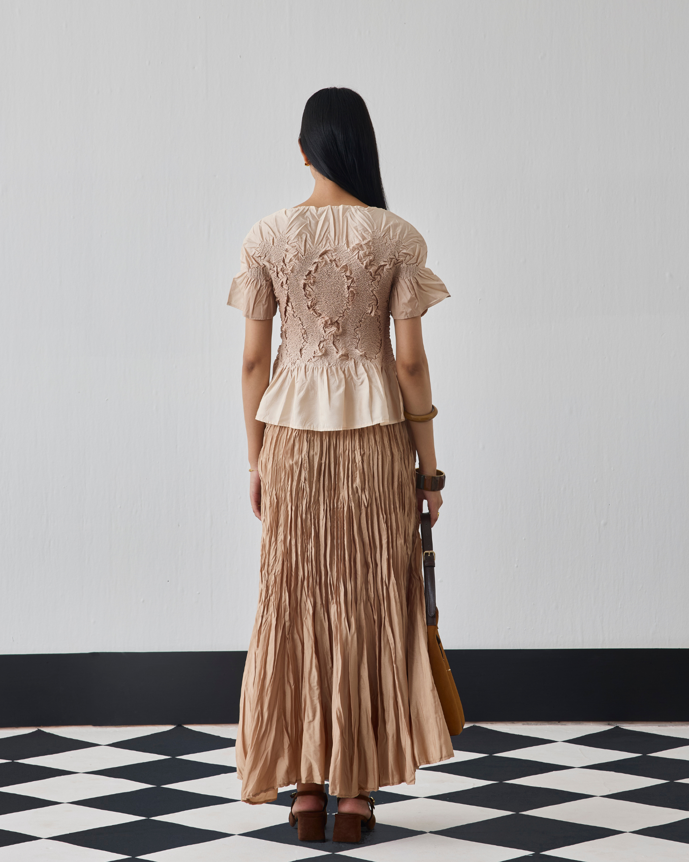 BROWN CHER SKIRT SET