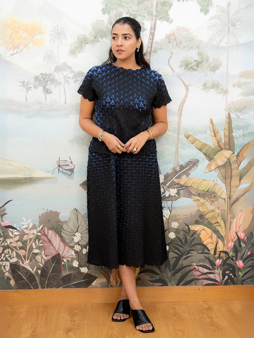 PRIYANKA RAINA IN BLUE BLACK ALTO SKIRT SET