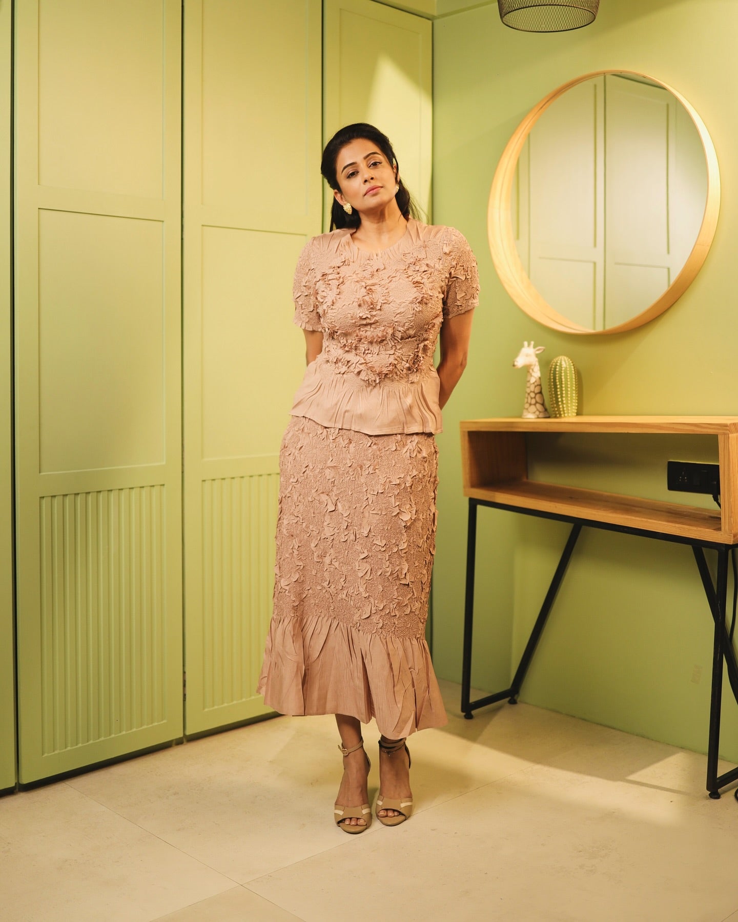 PRIYA MANI RAJ IN NUDE ASTER SKIRT SET