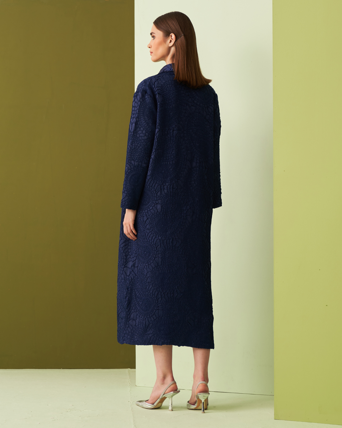 BLUE NANCY TEXTURED TRENCHCOAT