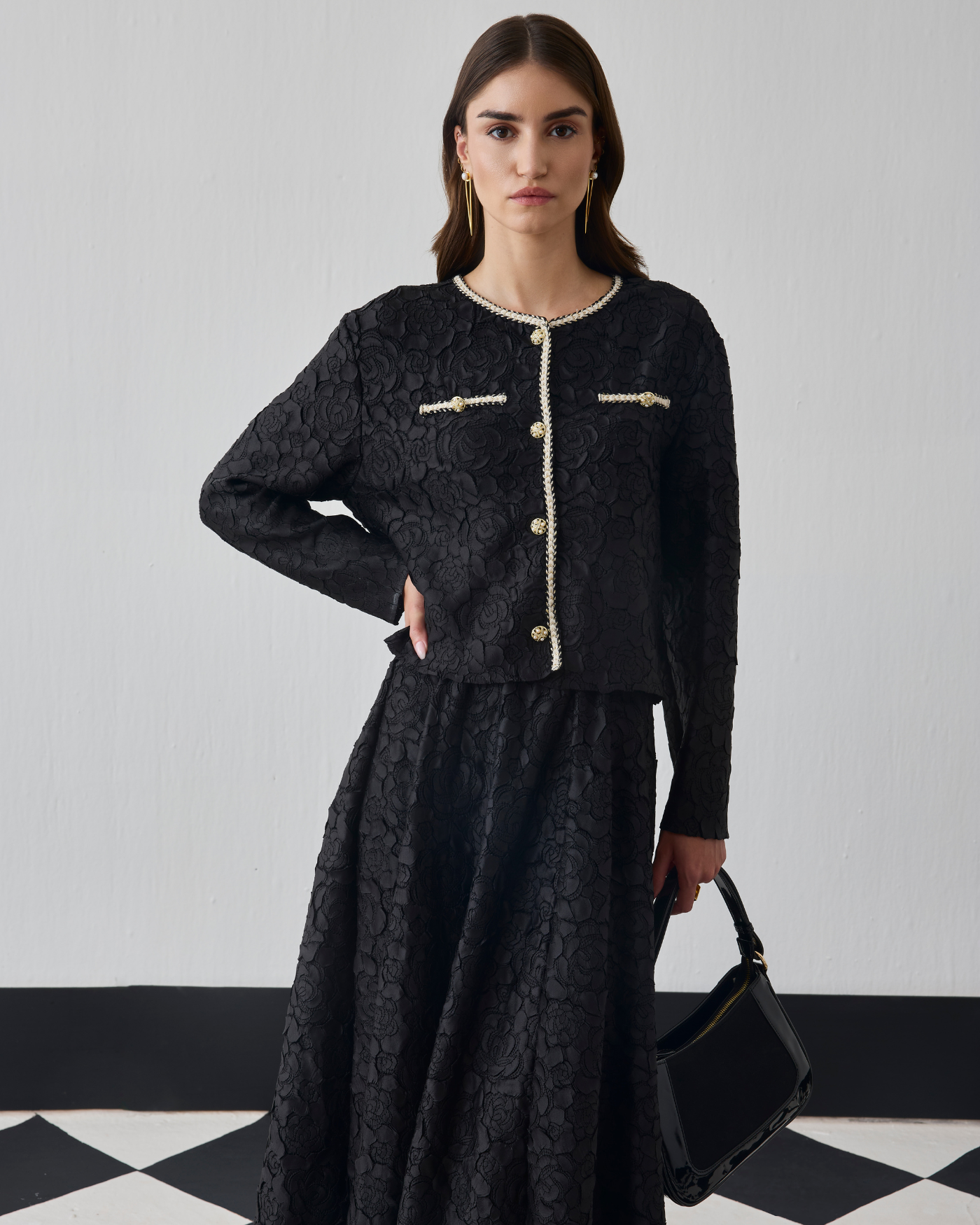 BLACK NELIA SKIRT SET