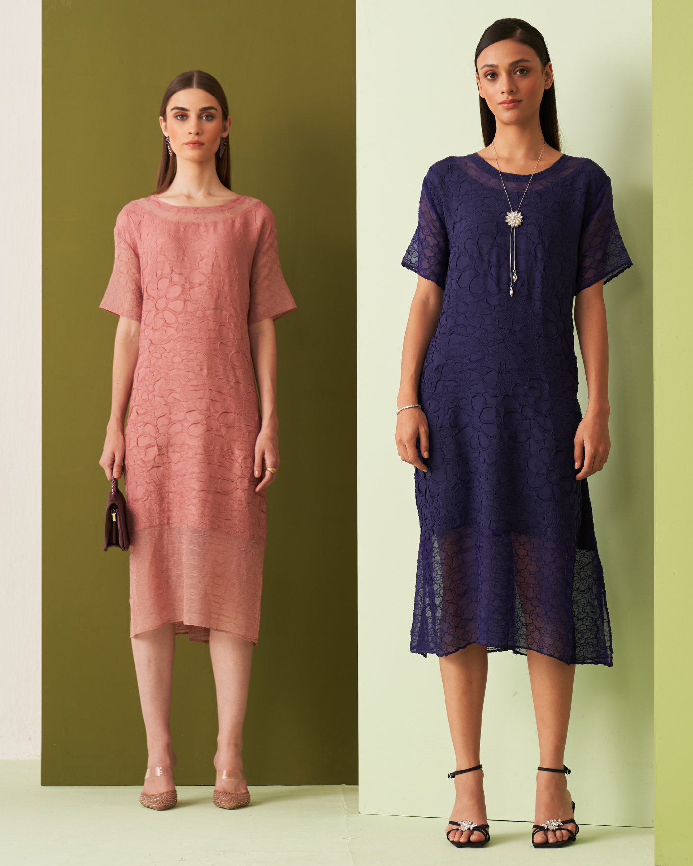 NUDE TEXTURED LACE DRESS