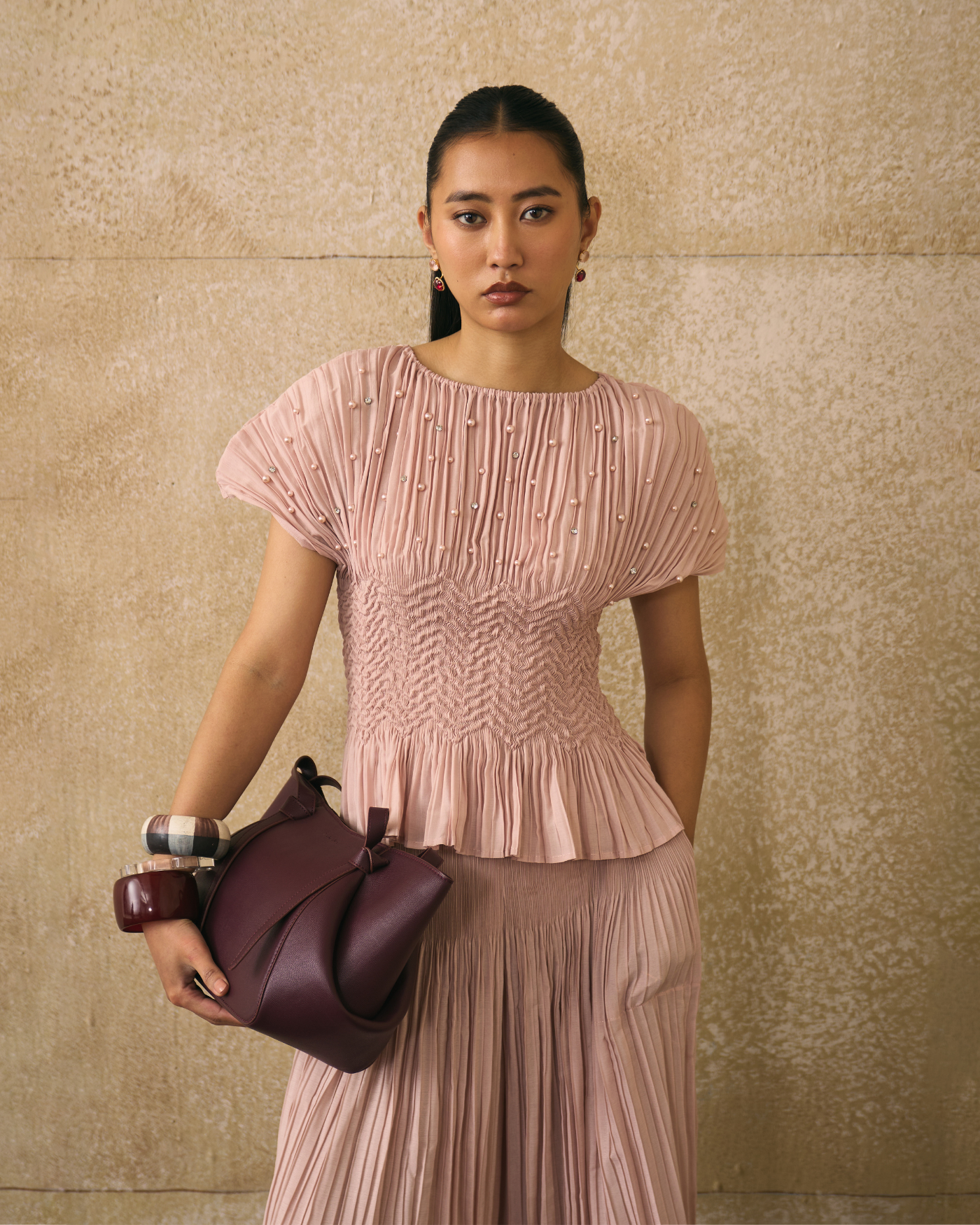 PINK WEAVA COORD SET