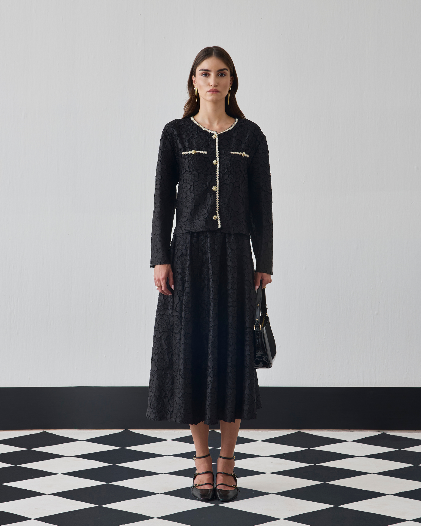 BLACK NELIA SKIRT SET
