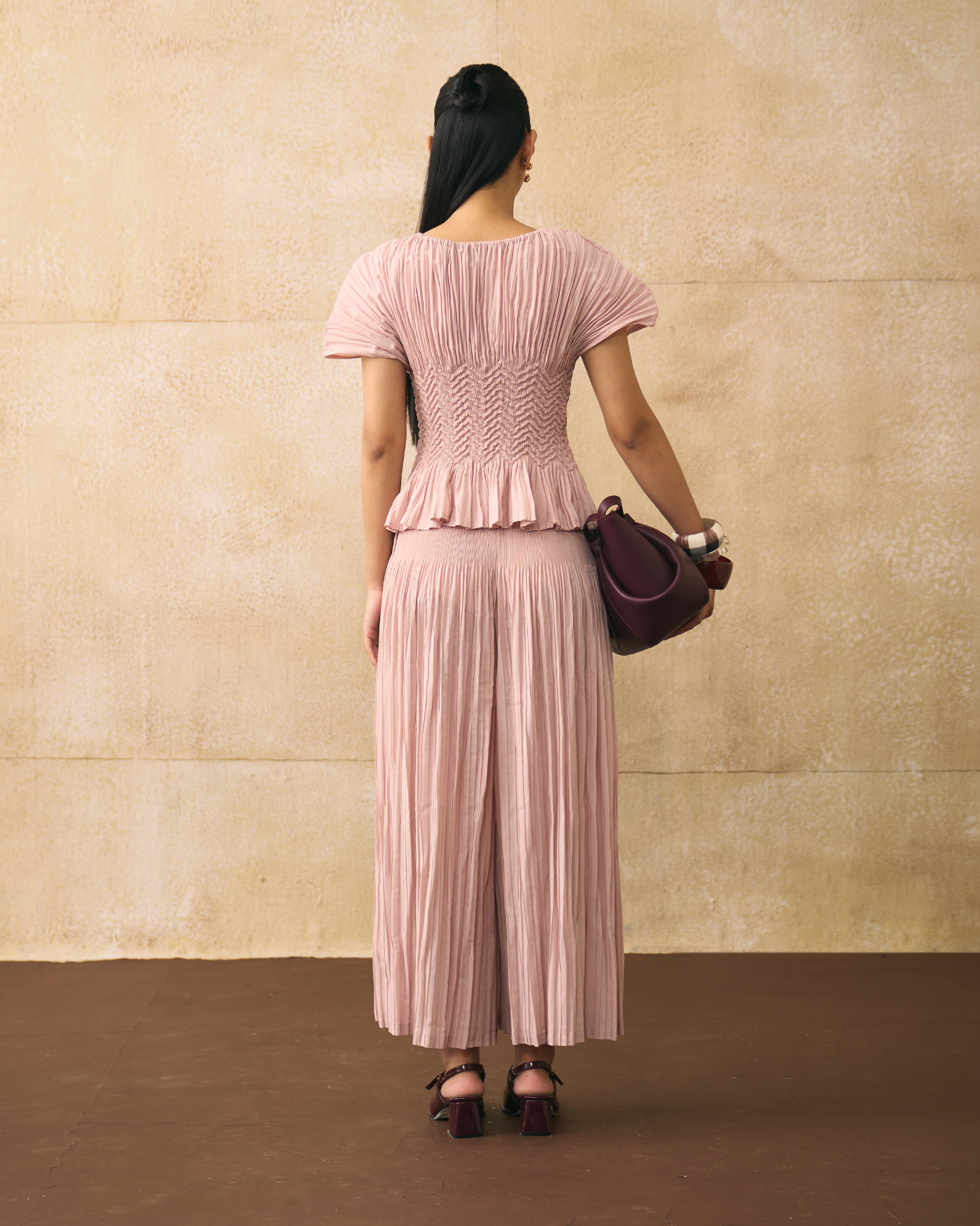 PINK WEAVA COORD SET