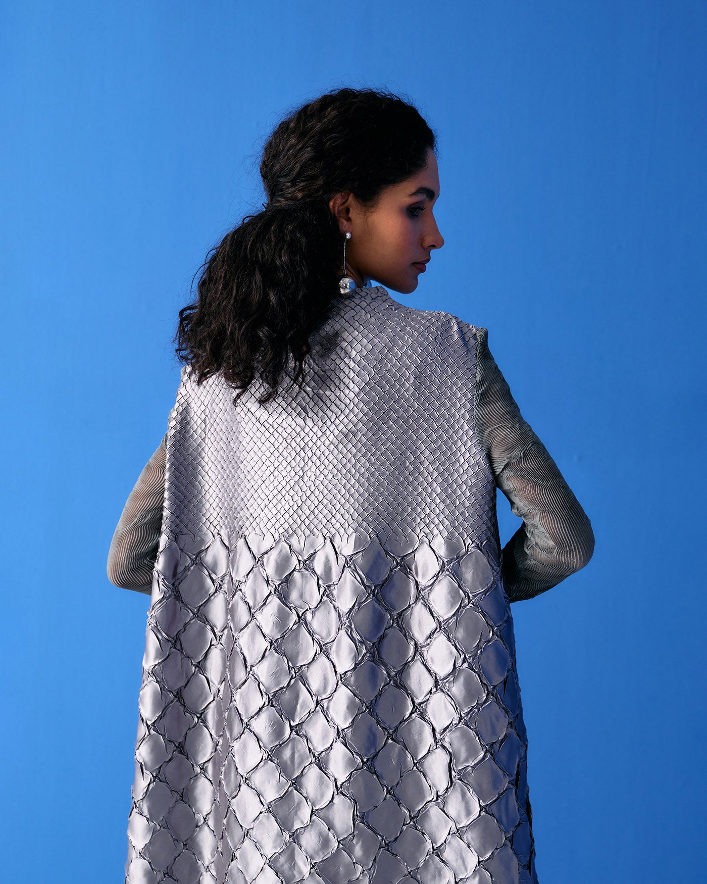 SILVER MERMAID TEXTURED DRESS