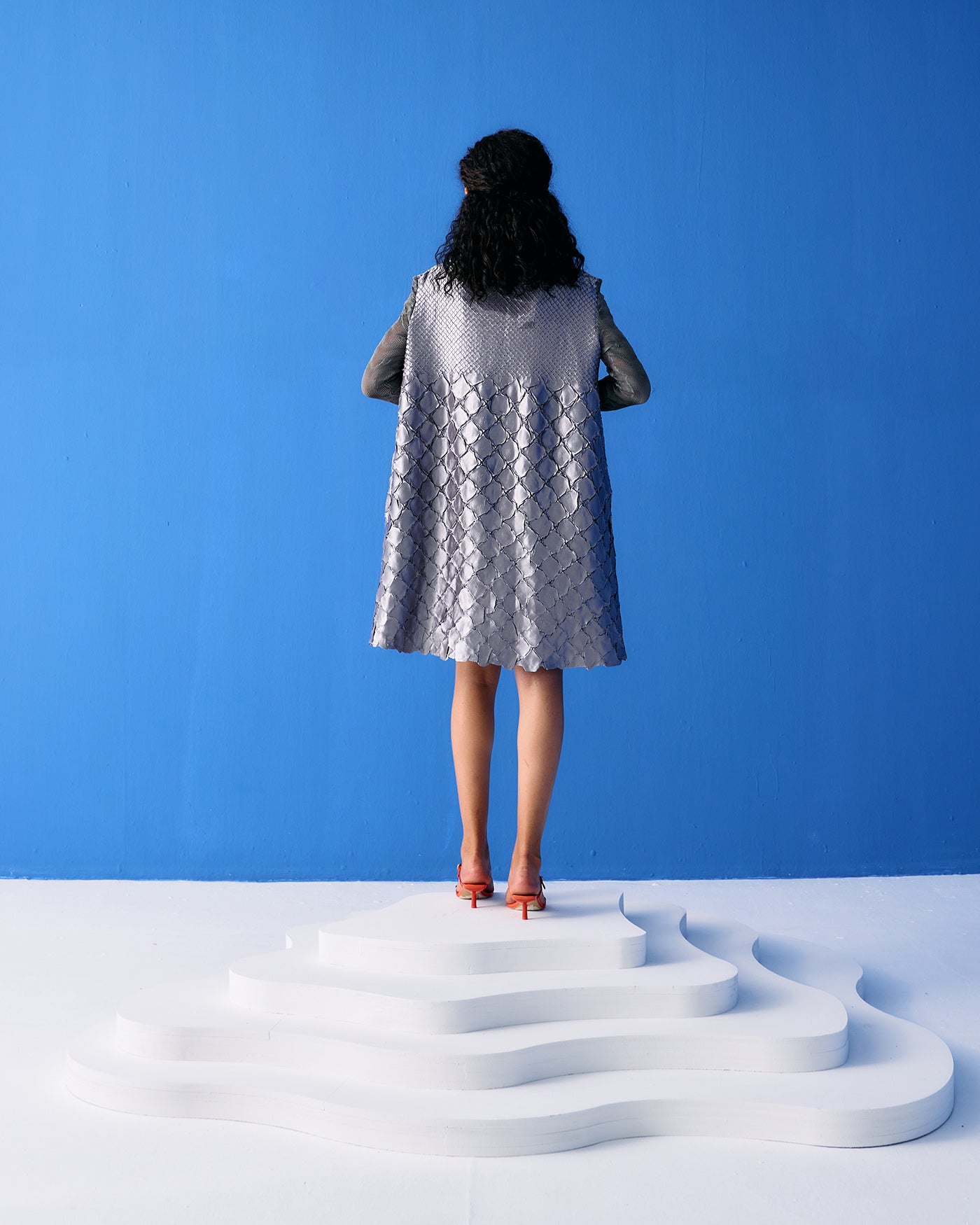 SILVER MERMAID TEXTURED DRESS