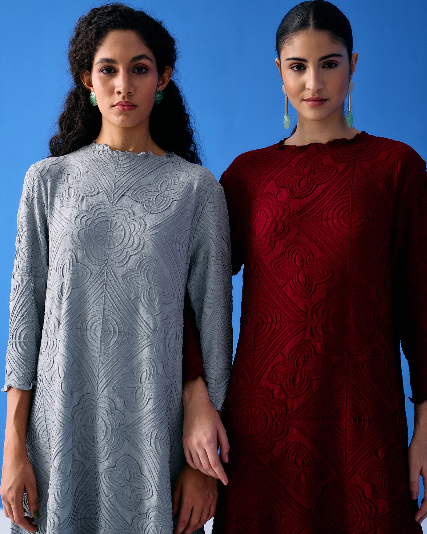 GREY MOSIAC TEXTURED DRESS