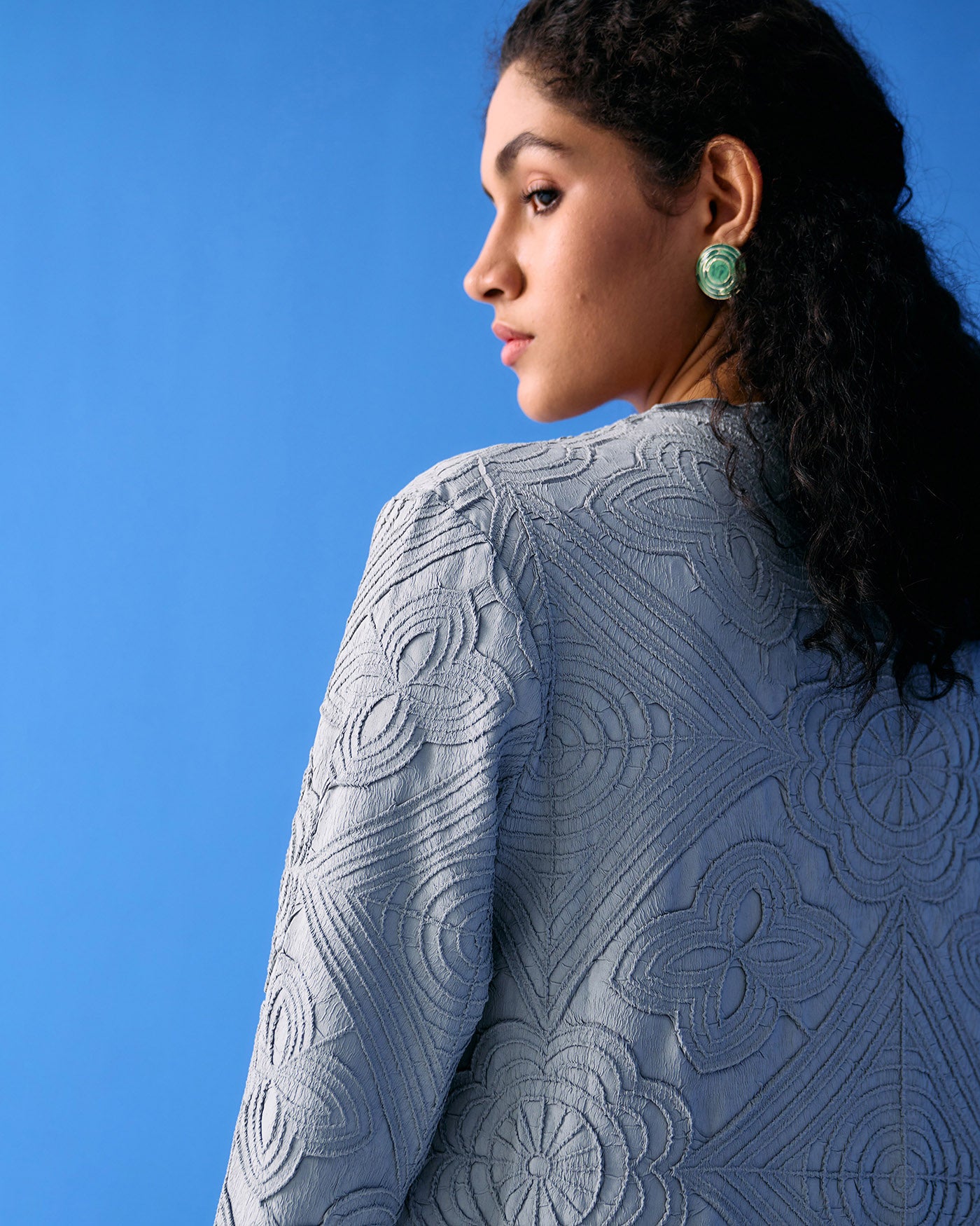 GREY MOSIAC TEXTURED DRESS