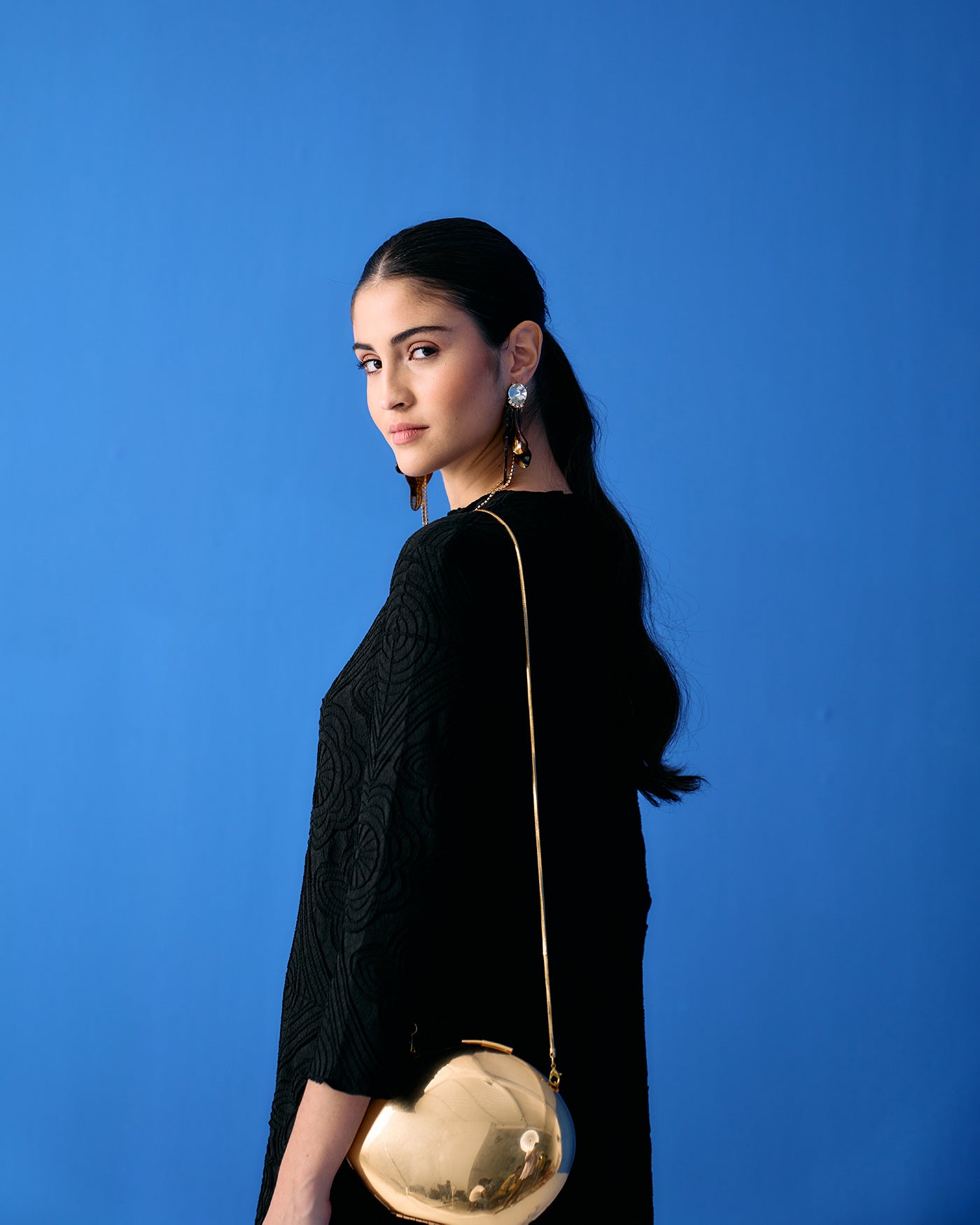 BLACK MOSIAC TEXTURED DRESS