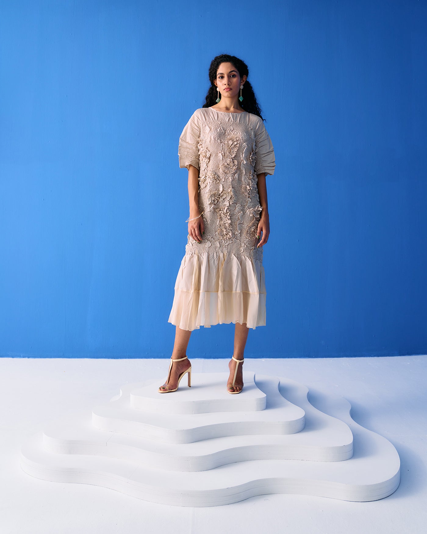 IVORY CRINKLED DRESS