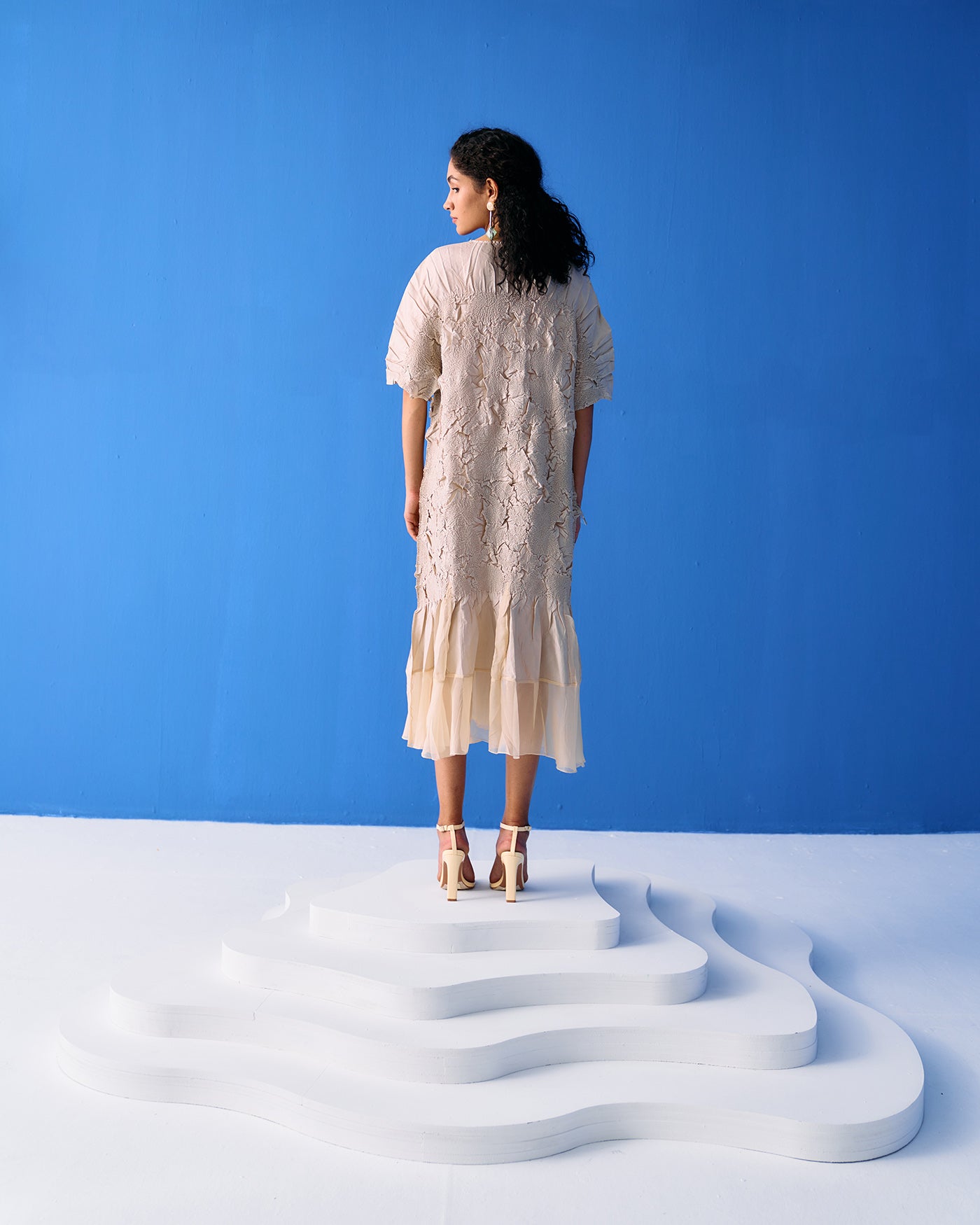 IVORY CRINKLED DRESS