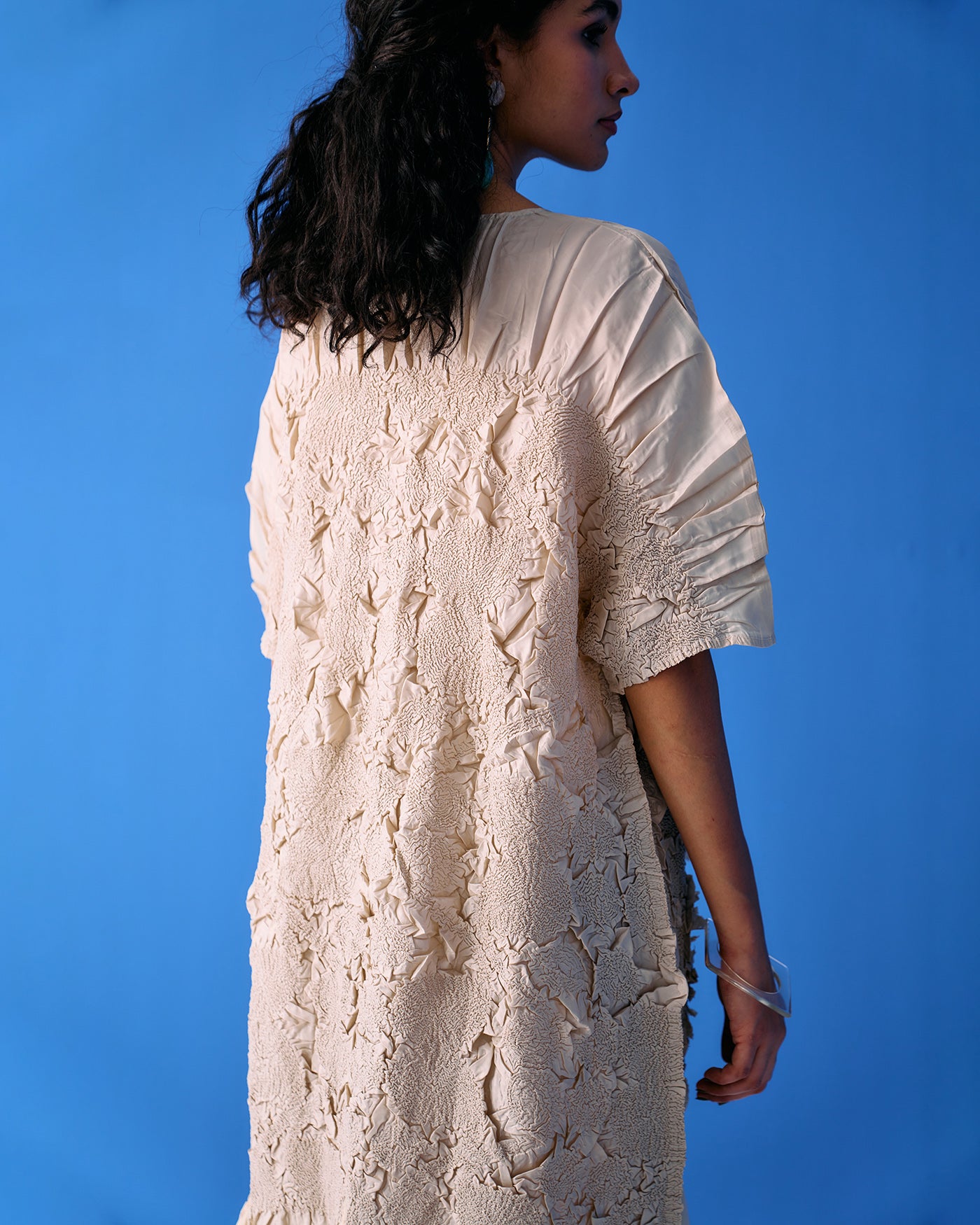 IVORY CRINKLED DRESS
