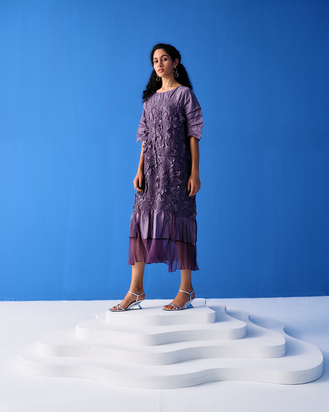 PURPLE CRINKLED DRESS