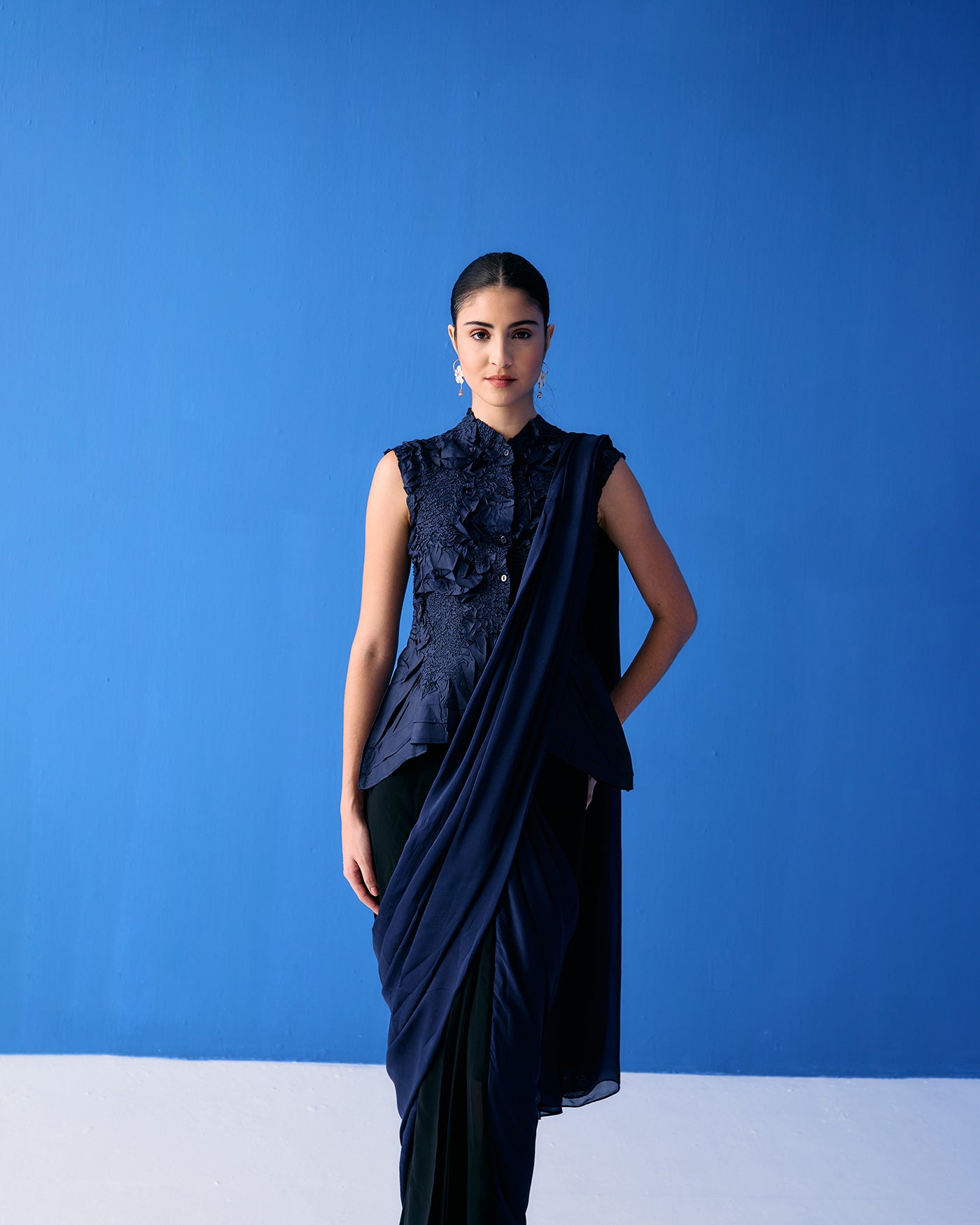 BLACK AND BLUE SAREE