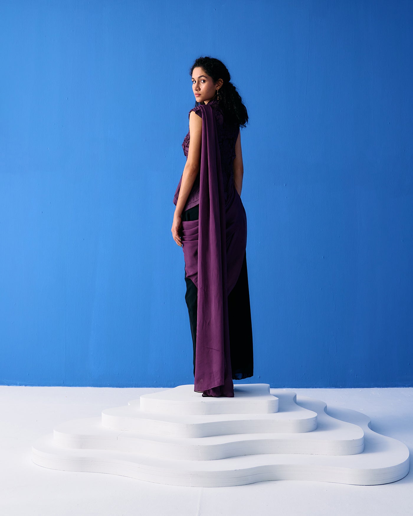 BLACK AND PURPLE SAREE