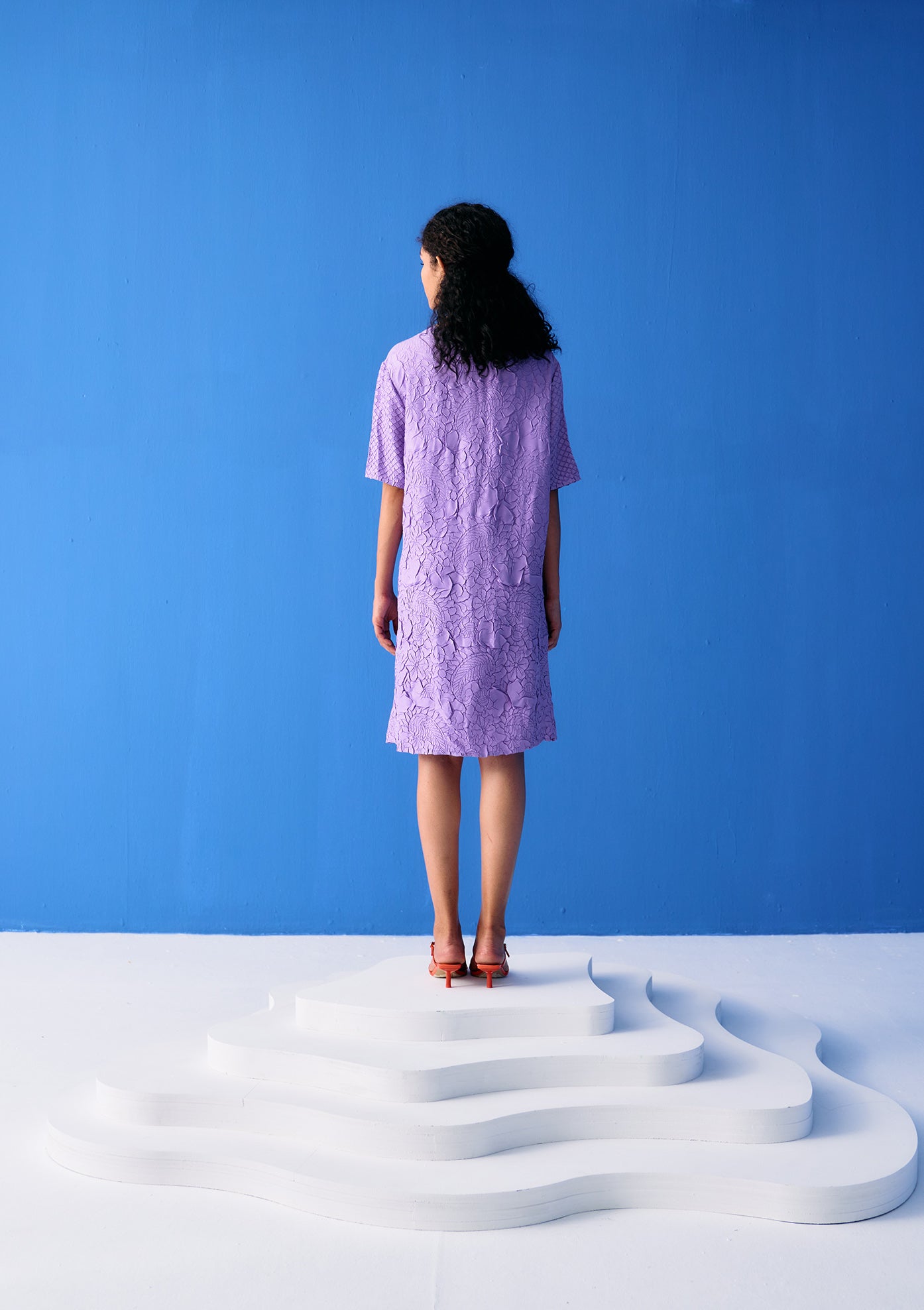 LILAC FLOWER TEXTURED DRESS