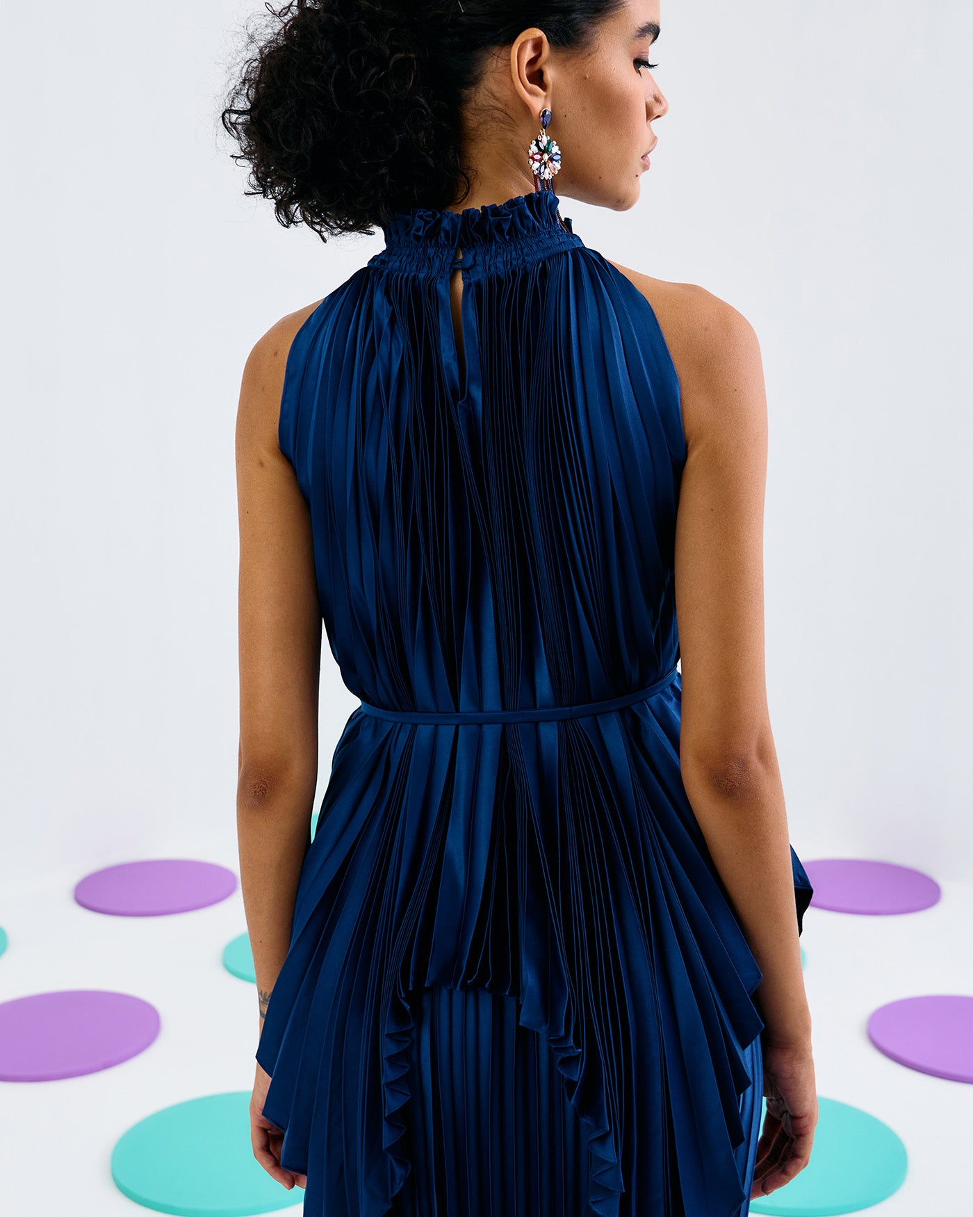 BLUE PLEATED MERMAID SKIRT