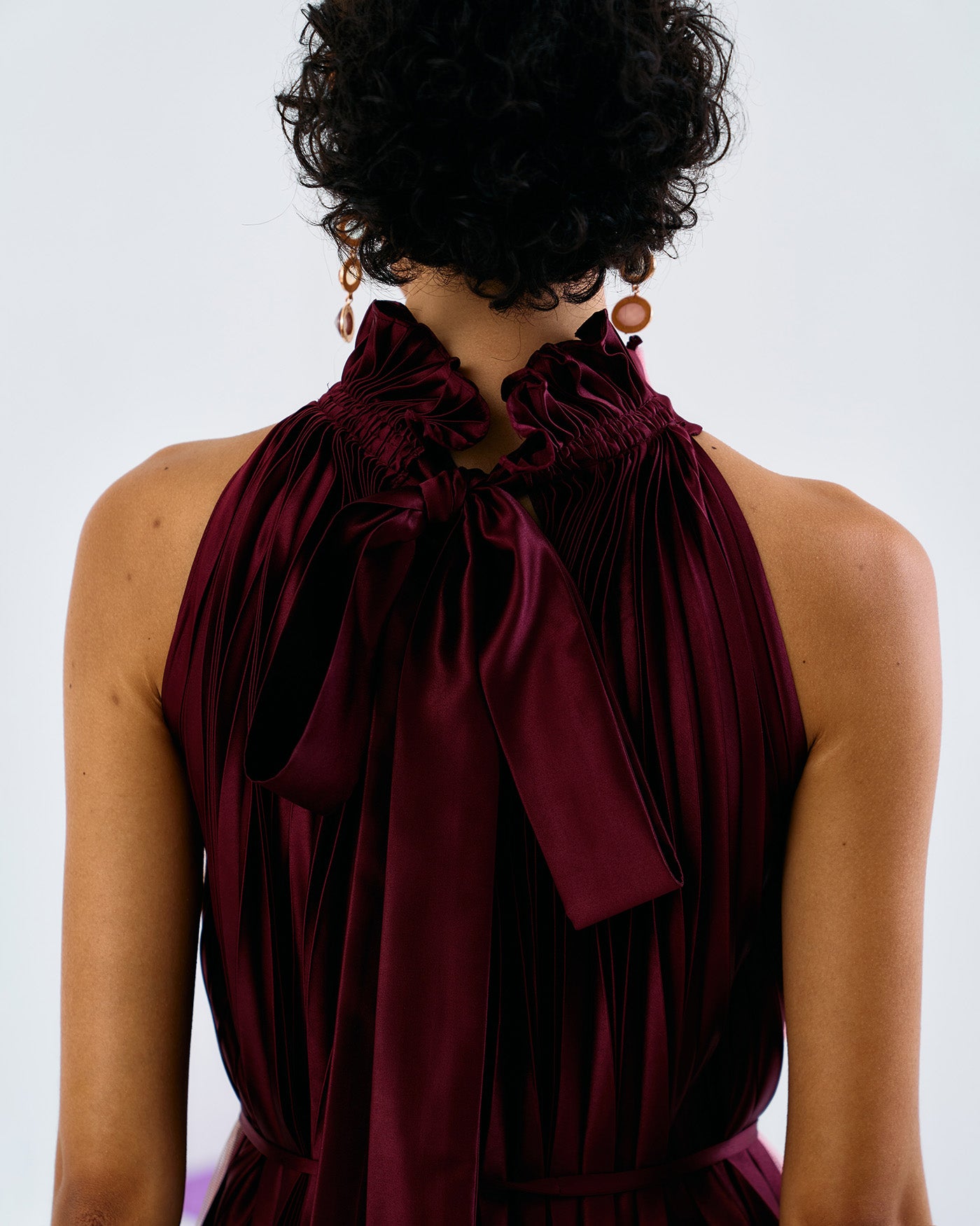 MULTICOLORED SOFTNET CREPE PLEATED DRESS