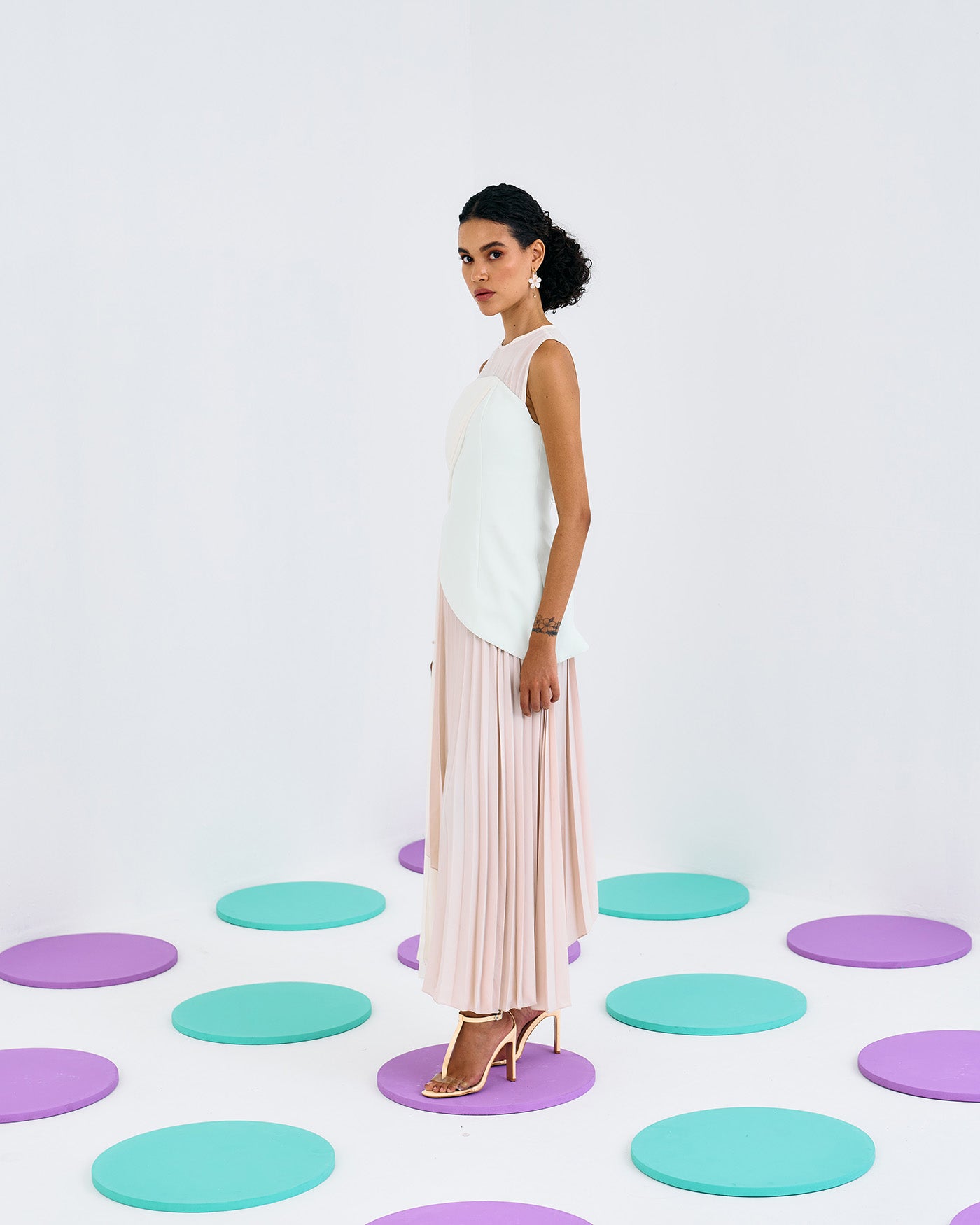 ROMANTIC DRAPE PLEATED GOWN