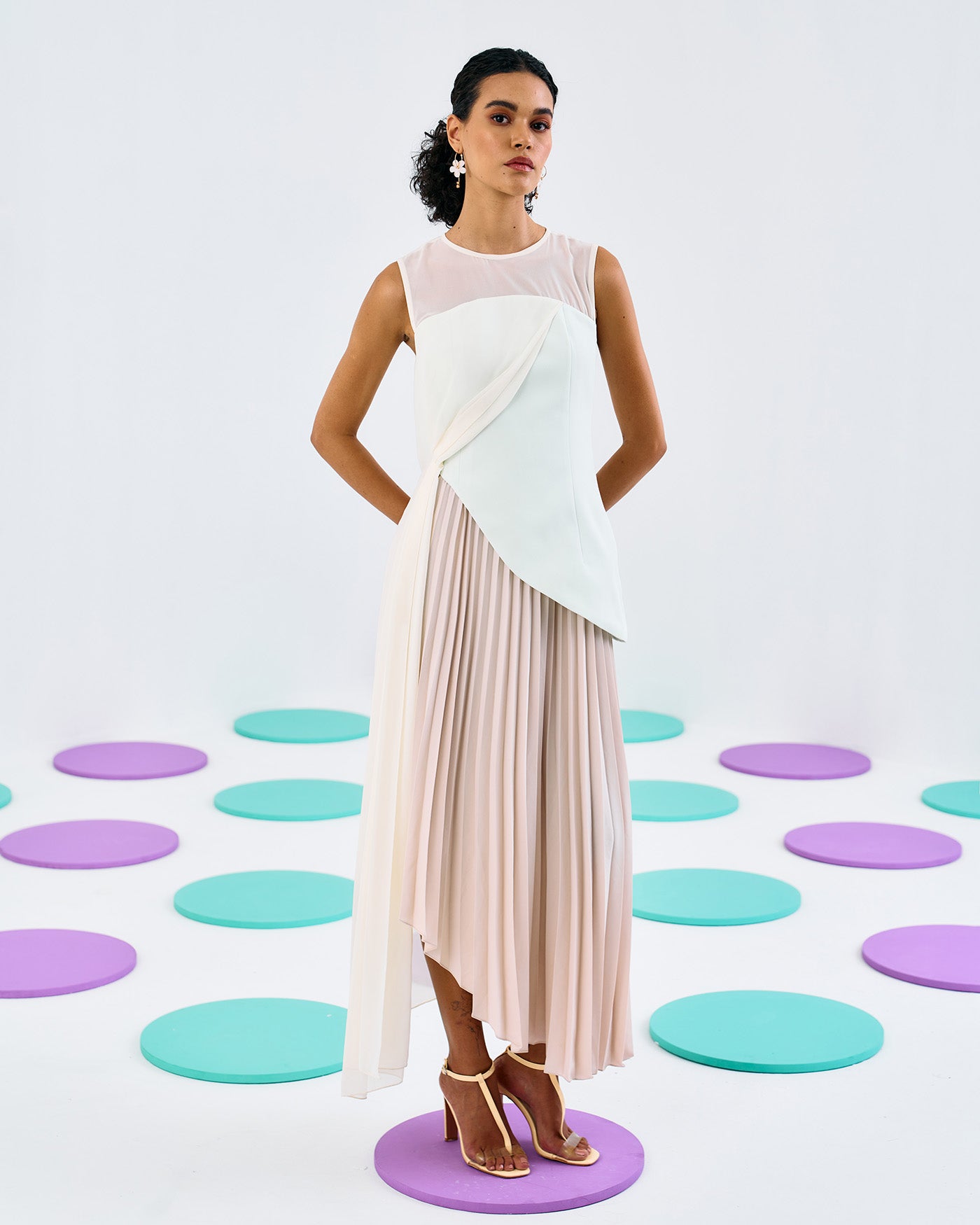 ROMANTIC DRAPE PLEATED GOWN