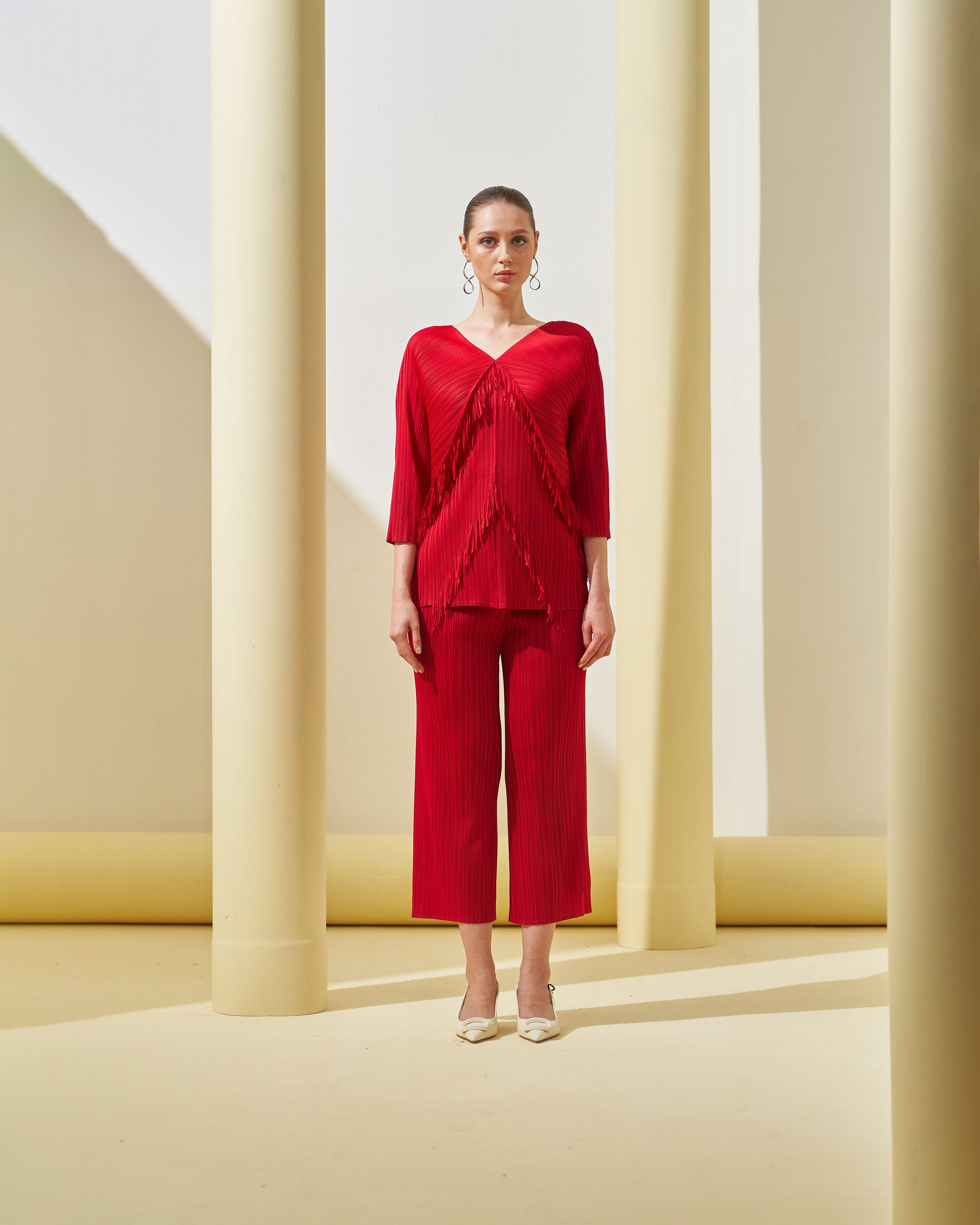 RED FRINGE COORD SET