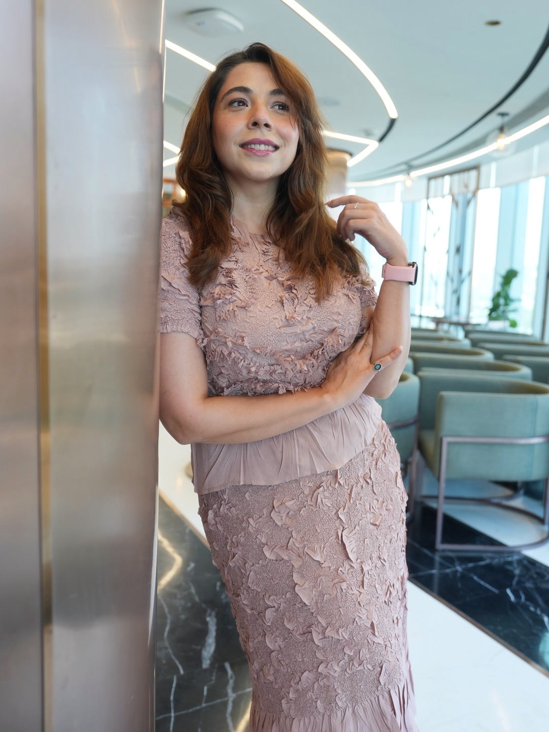 MAANVI GAGRO IN NUDE ASTER SKIRT SET