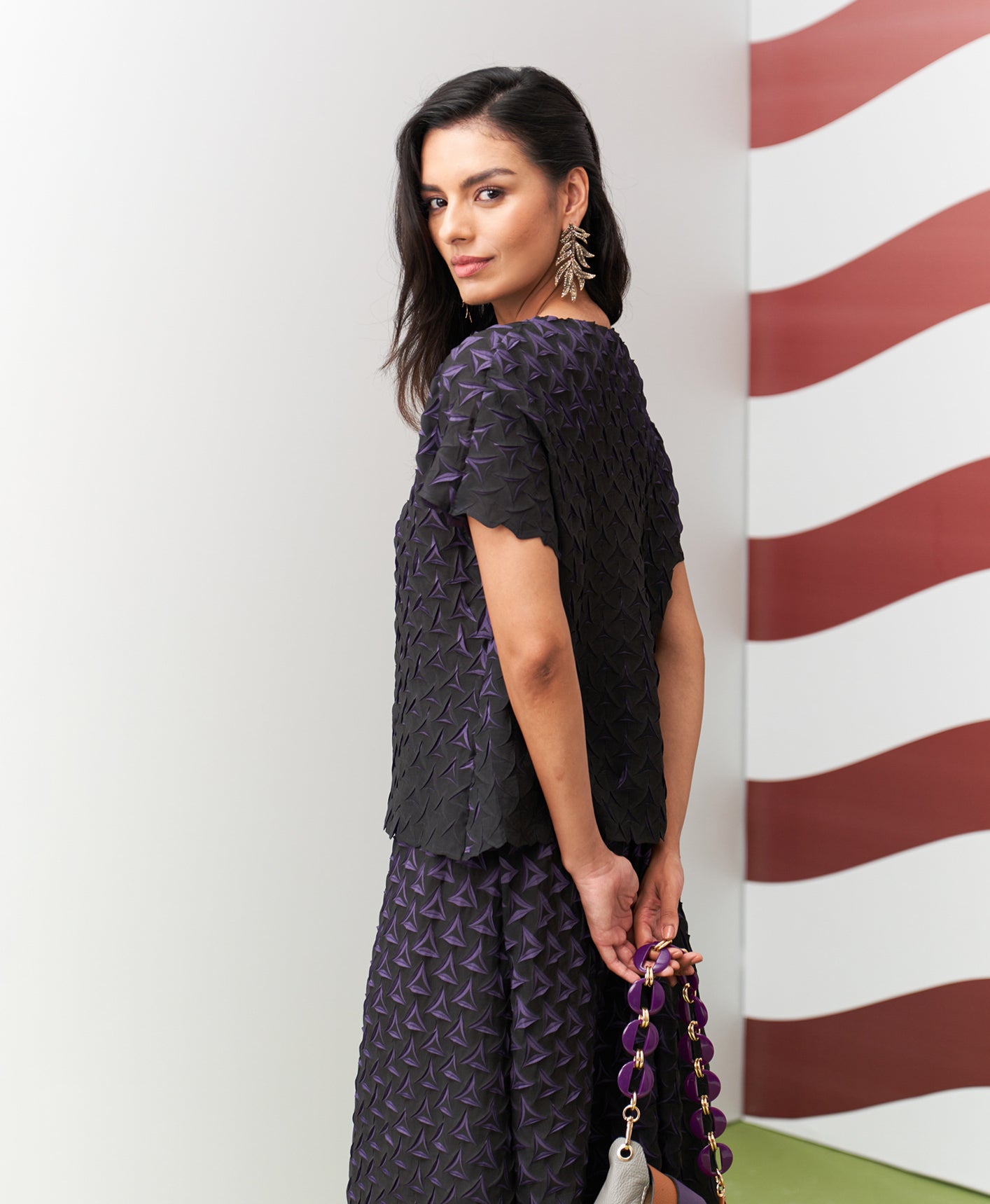 PURPLE BLACK ALTO SKIRT SET