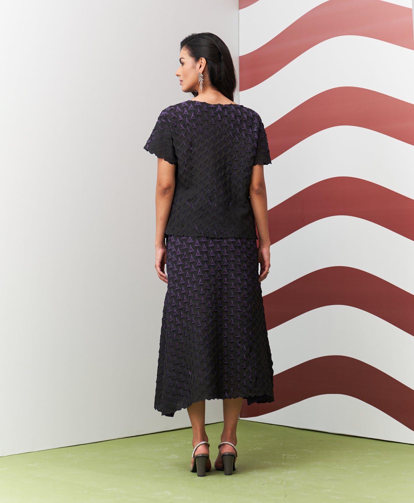 PURPLE BLACK ALTO SKIRT SET