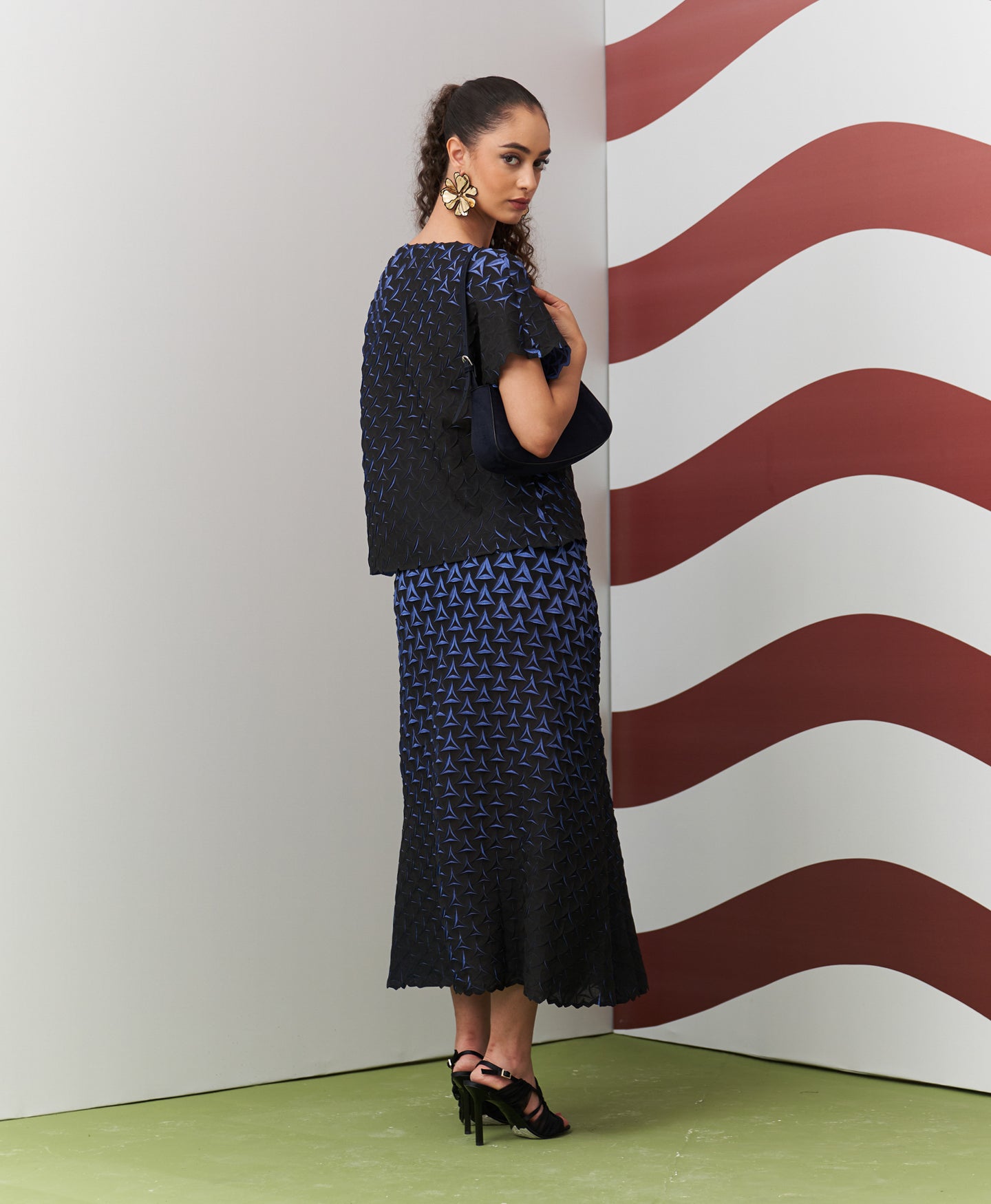 BLUE BLACK ALTO SKIRT SET