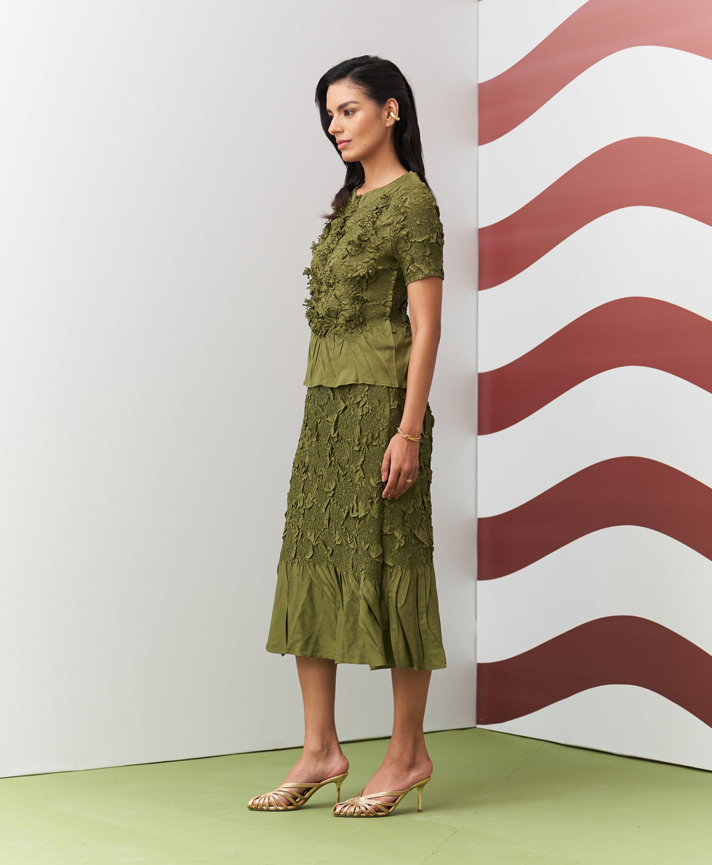 GREEN ASTER SKIRT SET