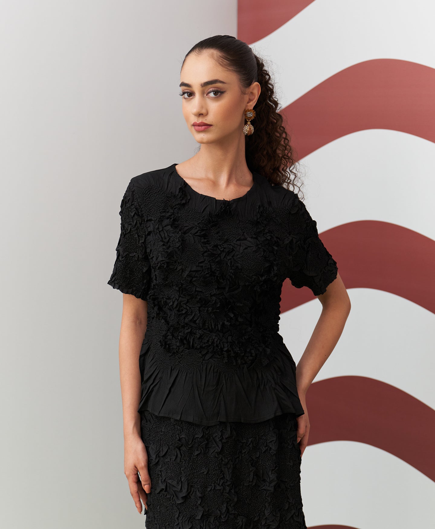 BLACK ASTER SKIRT SET