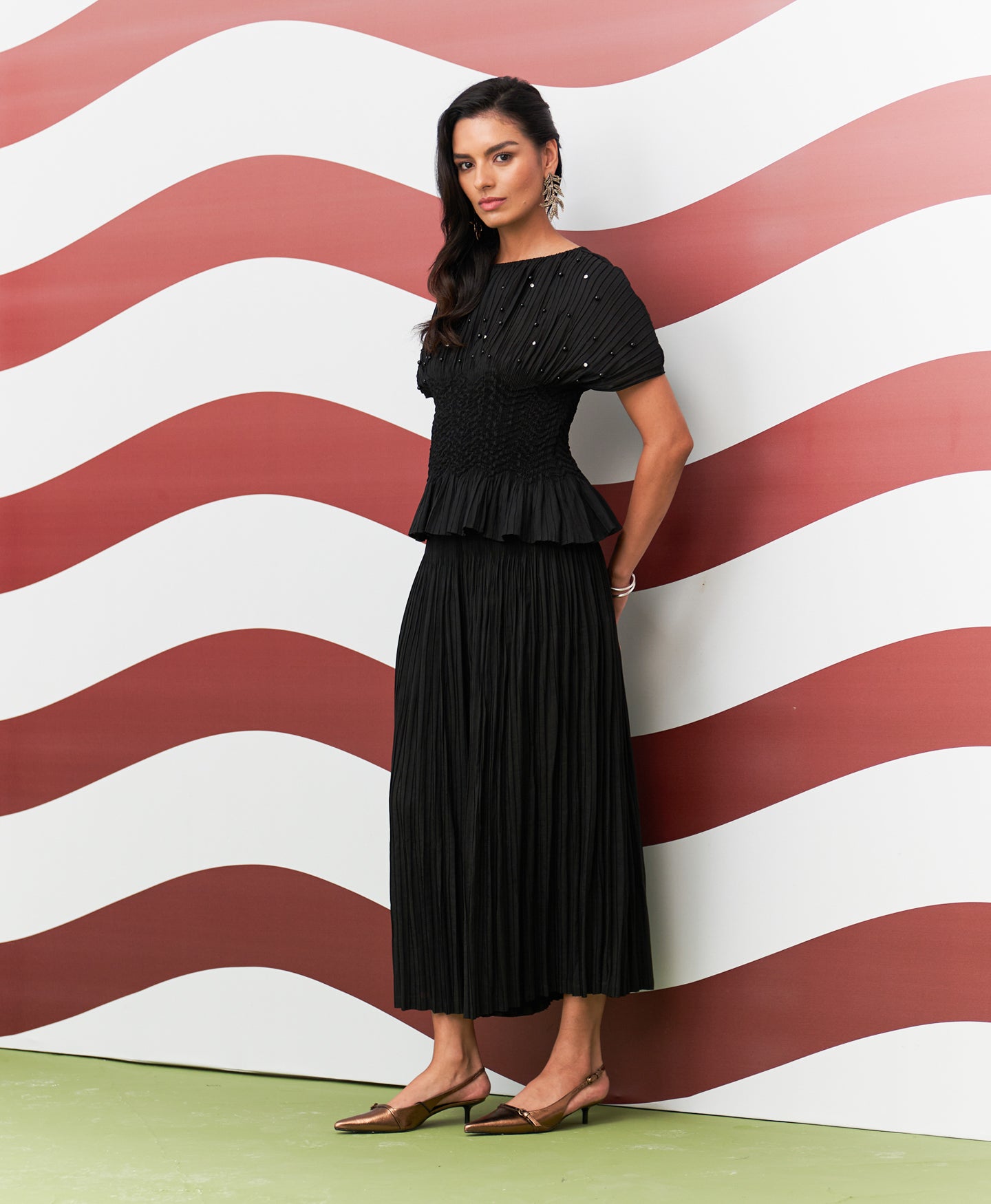 BLACK WEAVA COORD SET