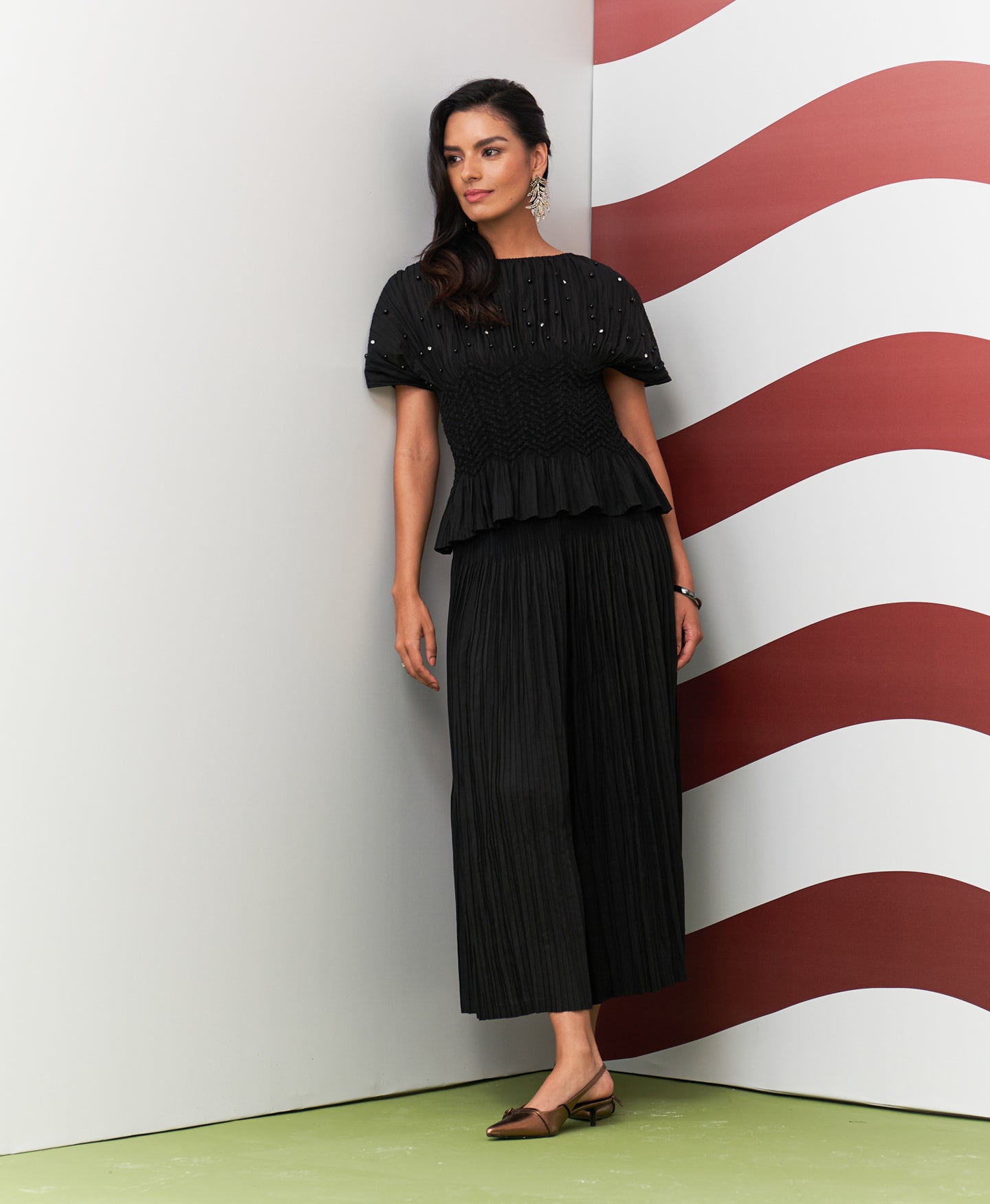 BLACK WEAVA COORD SET