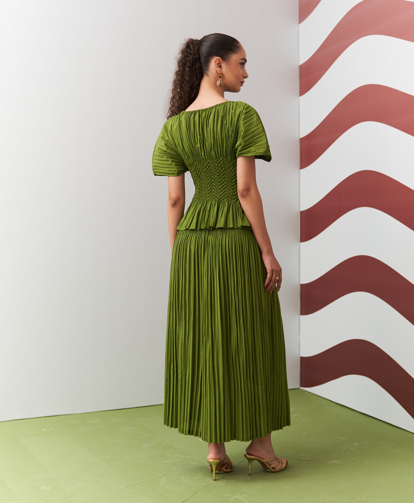 LIME GREEN WEAVA COORD SET