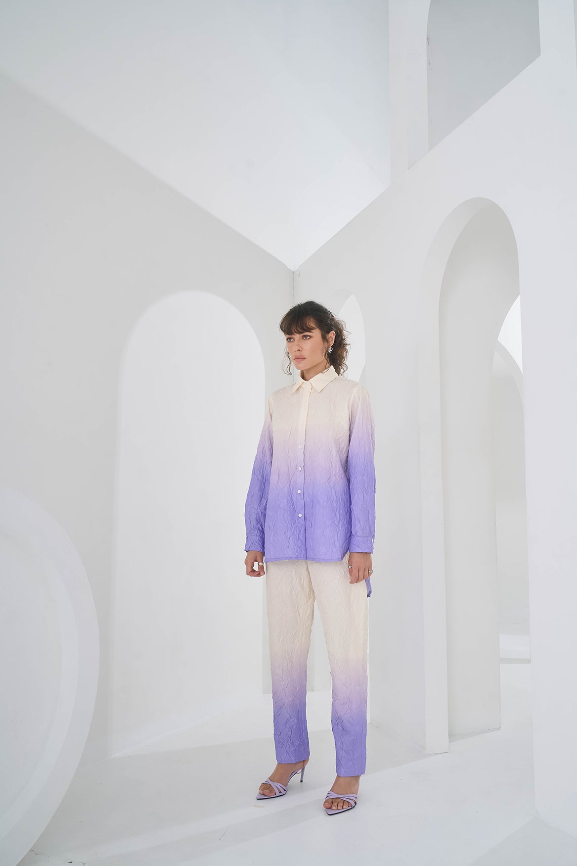 PURPLE OMBRE CRUSHED COORD SET